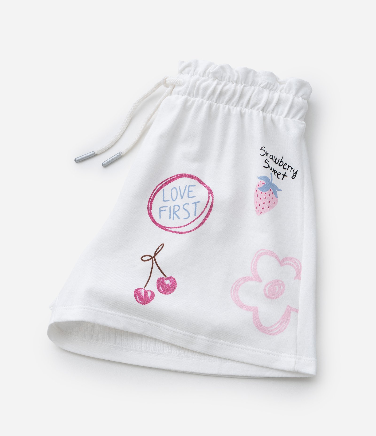 Short Regular Infantil com Estampa de Ícones Sweet Doodles - Tam 5 a 14 Anos Branco 8