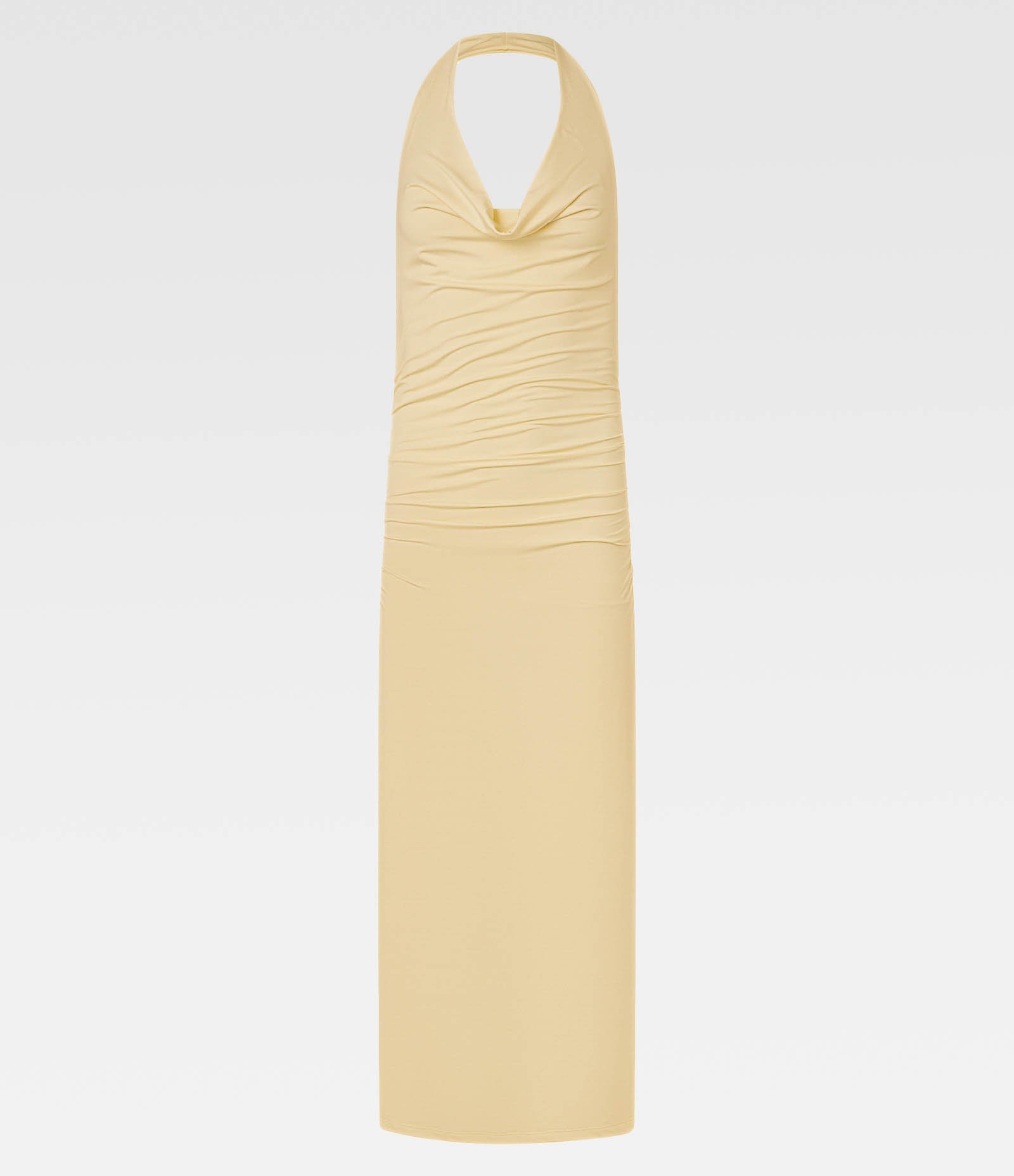 Vestido Frente Única Longo em Microfibra com Decote Degagê 6