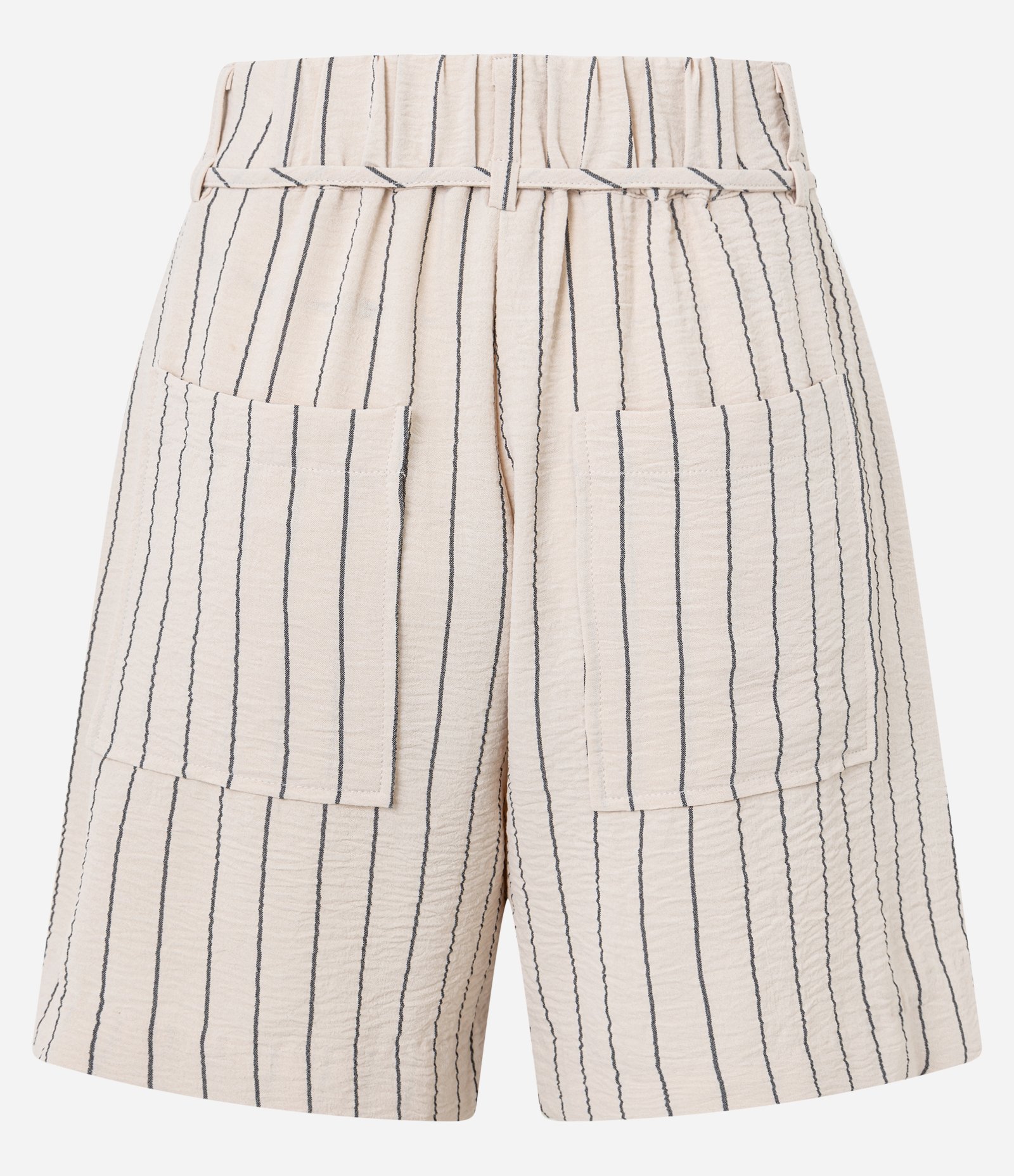 Short Reto Cintura Alta em Airflow com Listras de Fio Tinto Bege 7