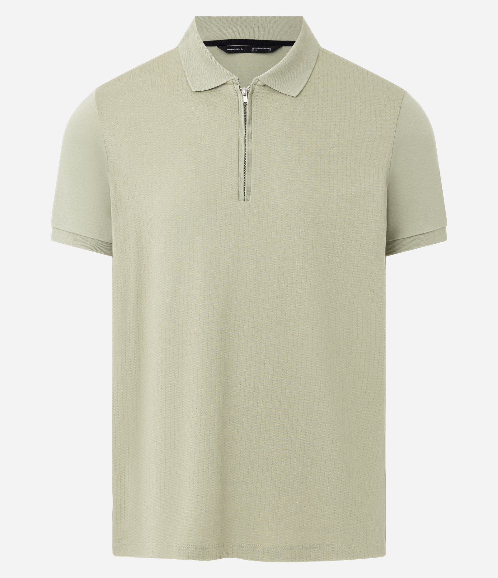 Camisa Polo em Algodão Peruano com Zíper na Gola Verde 4