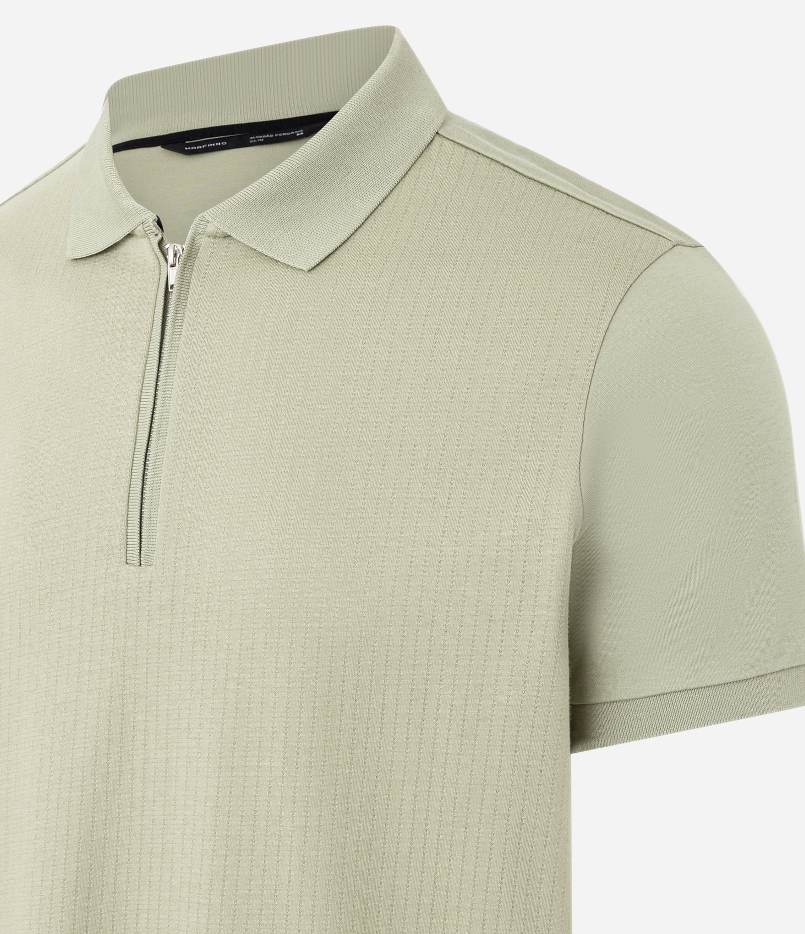 Camisa Polo em Algodão Peruano com Zíper na Gola Verde 5