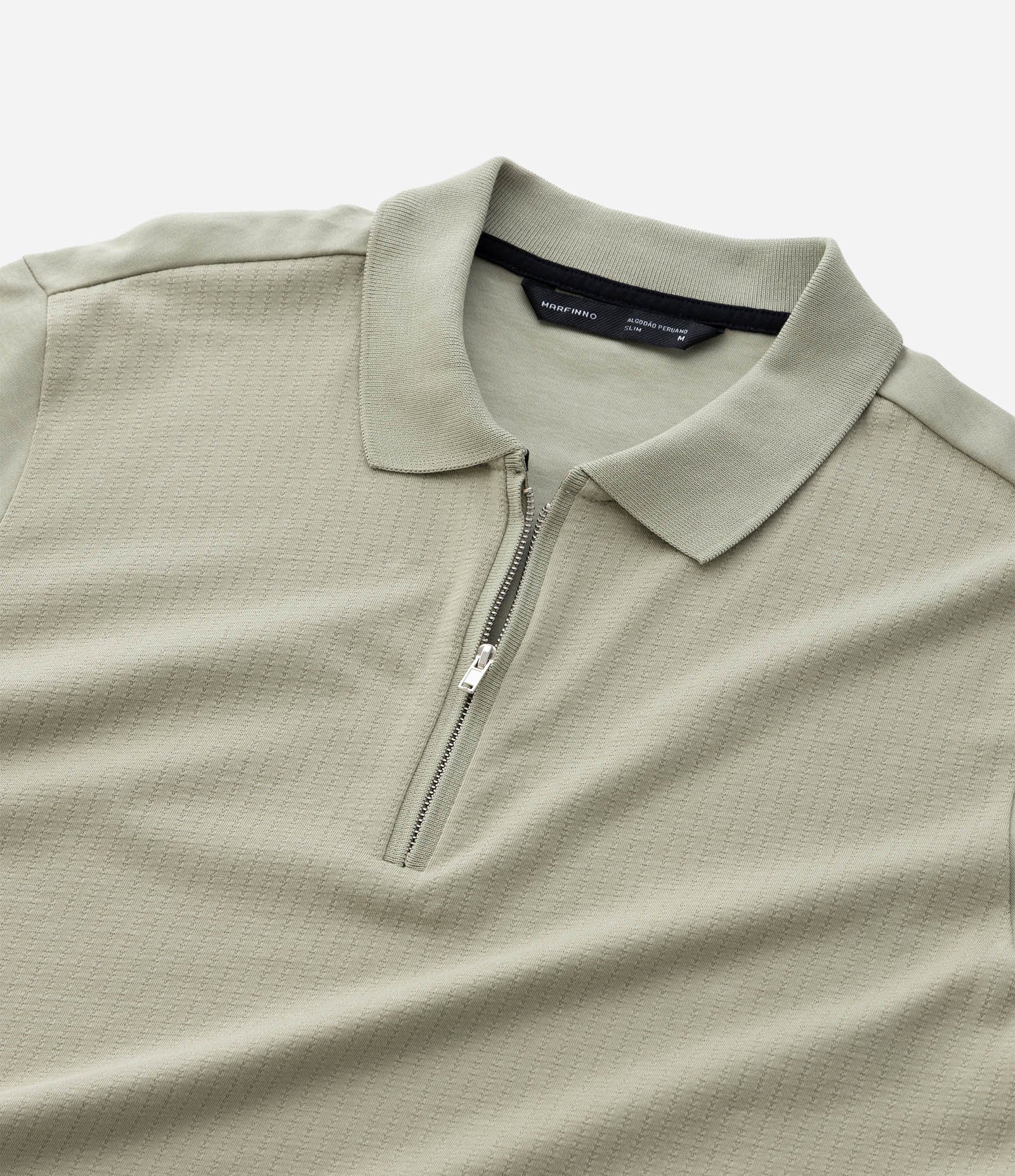 Camisa Polo em Algodão Peruano com Zíper na Gola Verde 8