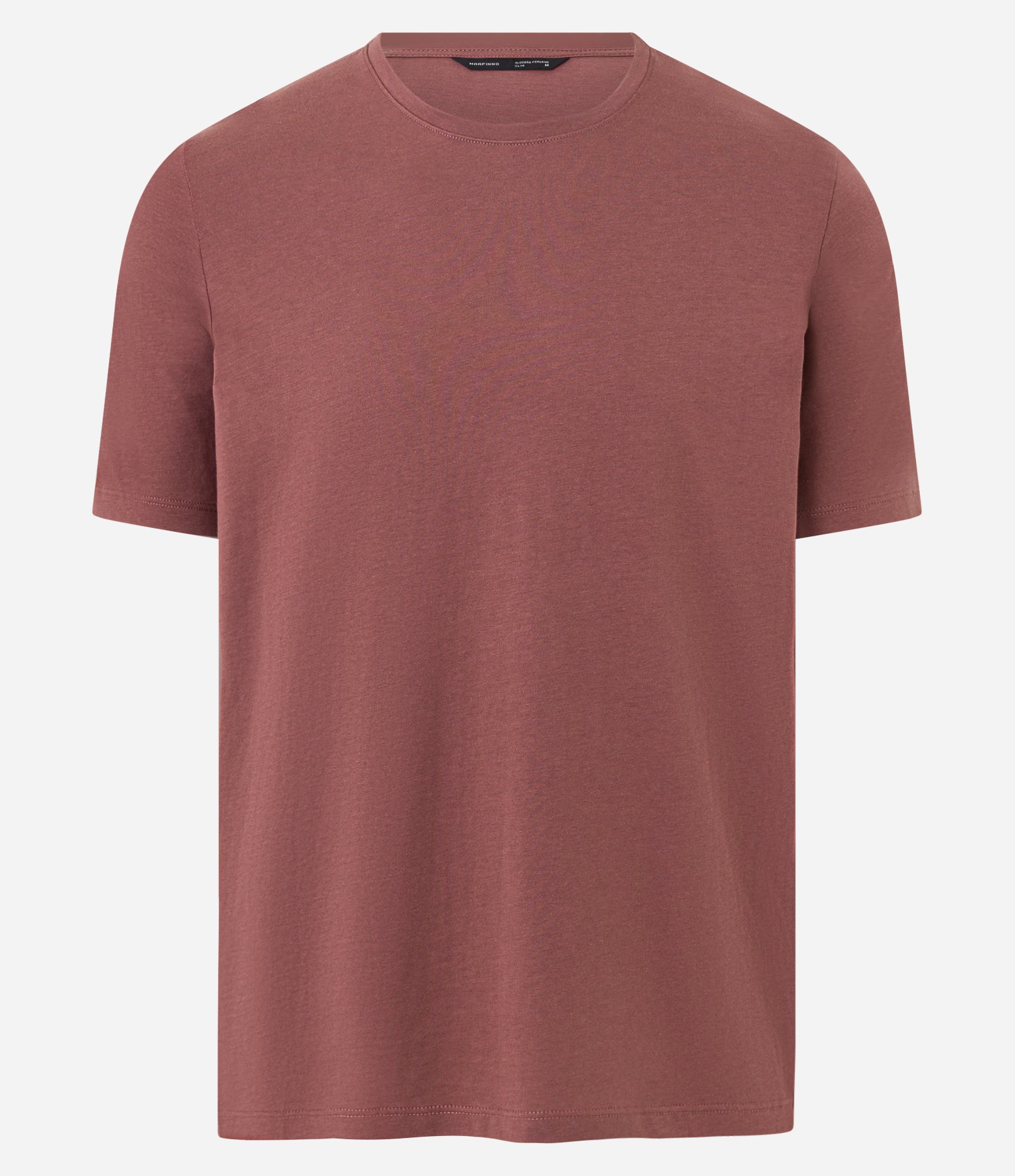 Camiseta Slim Básica em Algodão Peruano com Gola Redonda Marrom Médio 4