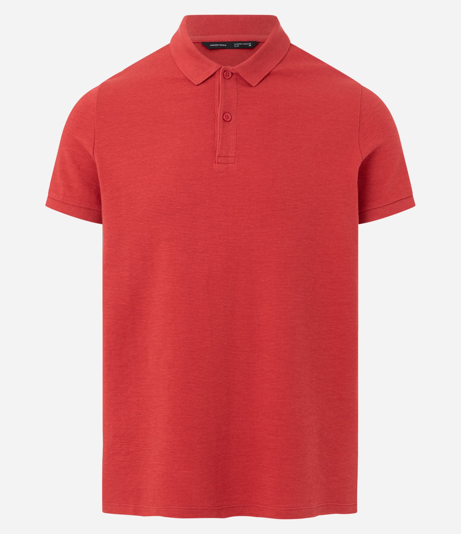 Camisa Polo Slim com Botões e Textura Canelada Vermelho 5