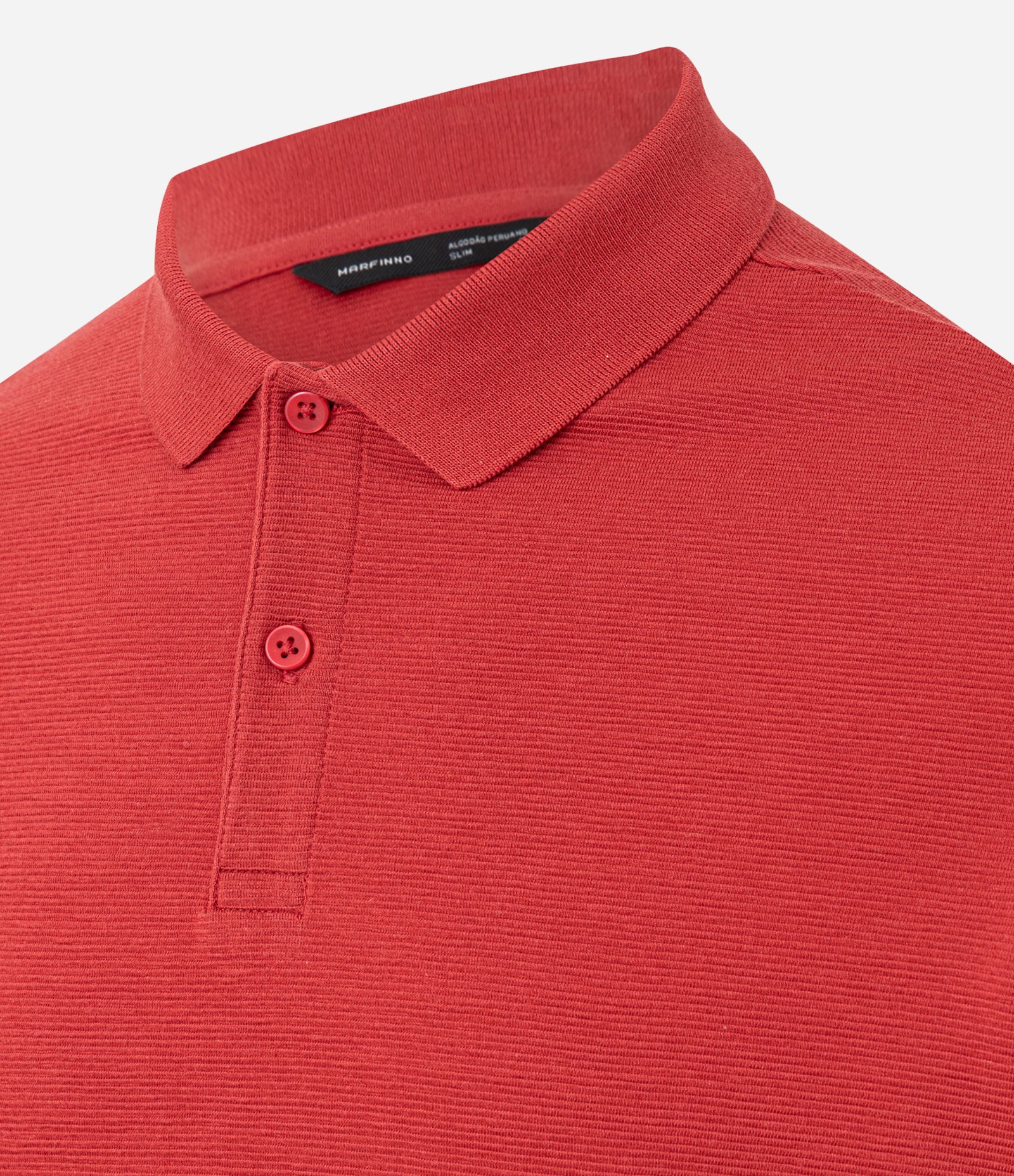Camisa Polo Slim com Botões e Textura Canelada Vermelho 7