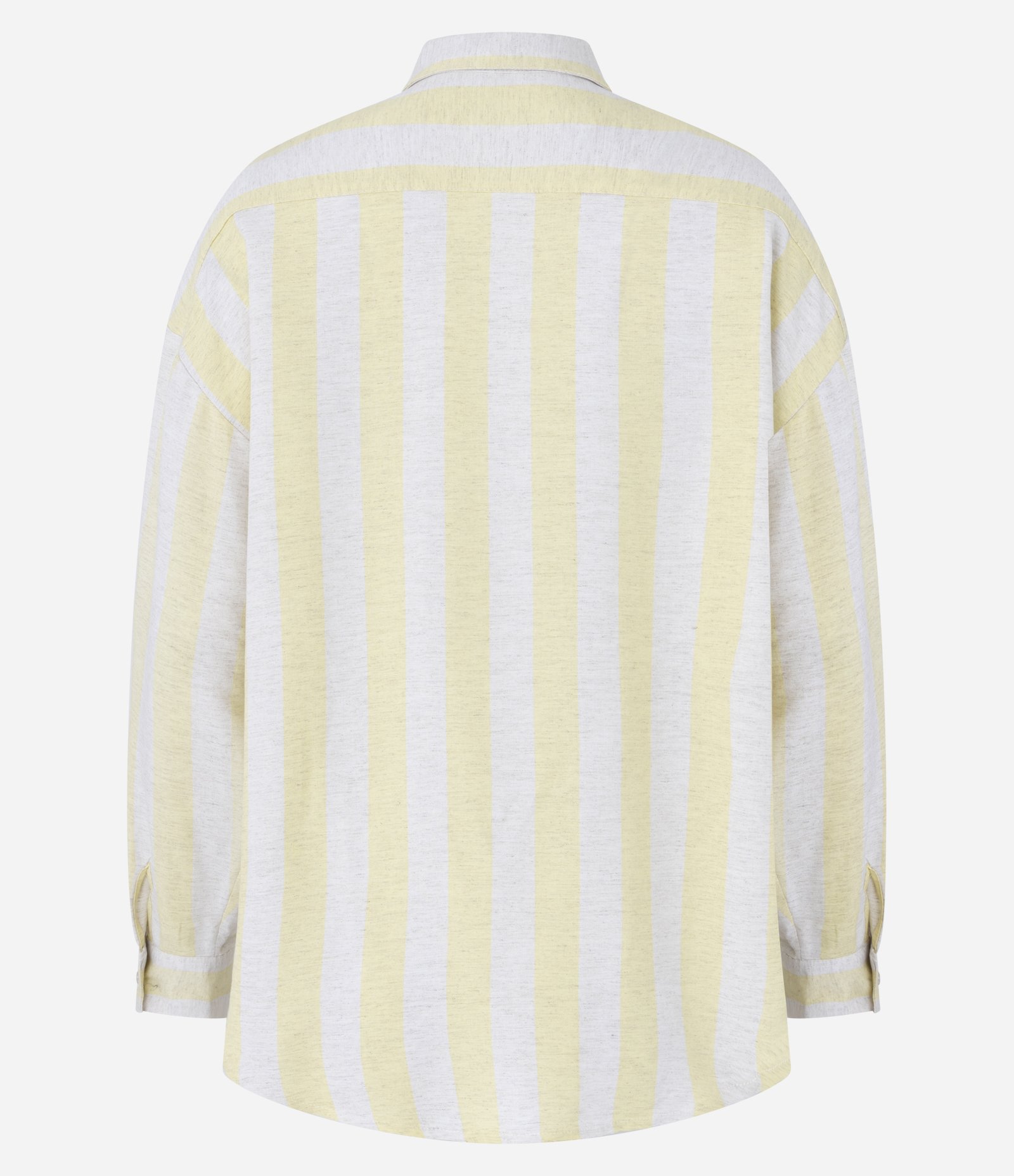 Camisa Ampla em Viscolinho com Listras Largas Amarelo/Branco 8