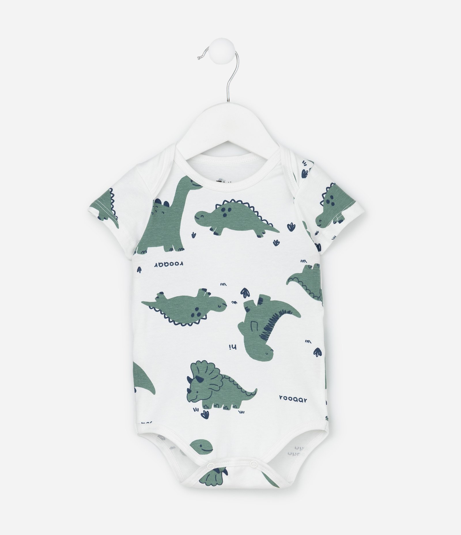 Body Infantil com Estampa Dinossauros - Tam 0 a 18 meses Branco 2