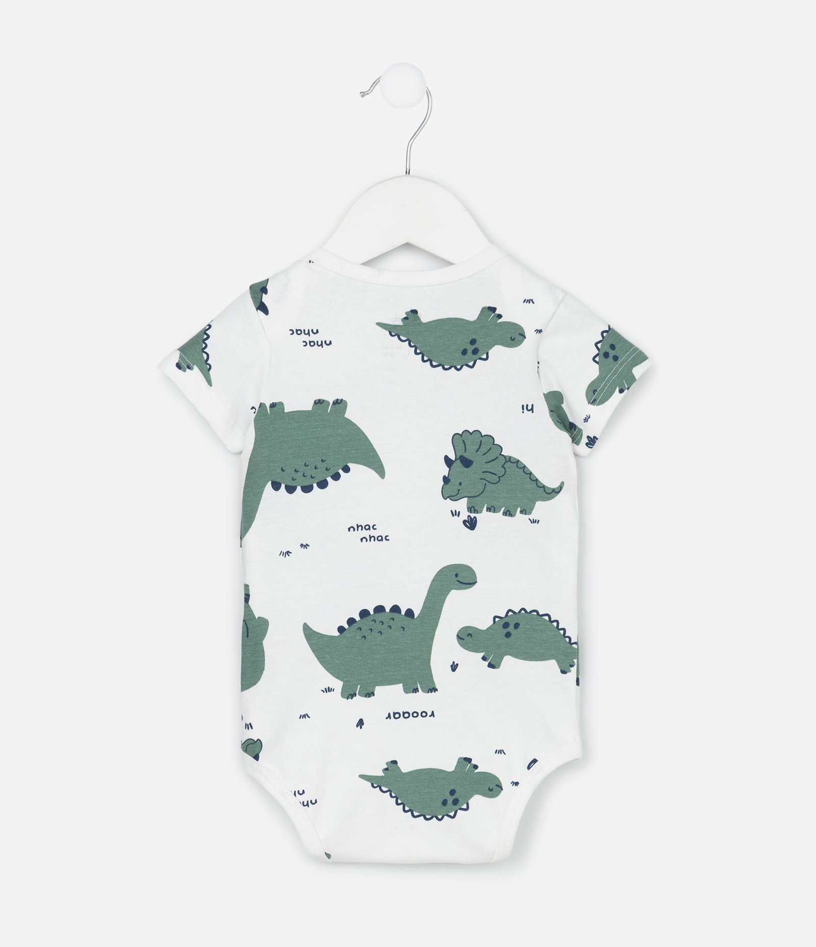 Body Infantil com Estampa Dinossauros - Tam 0 a 18 meses Branco 3