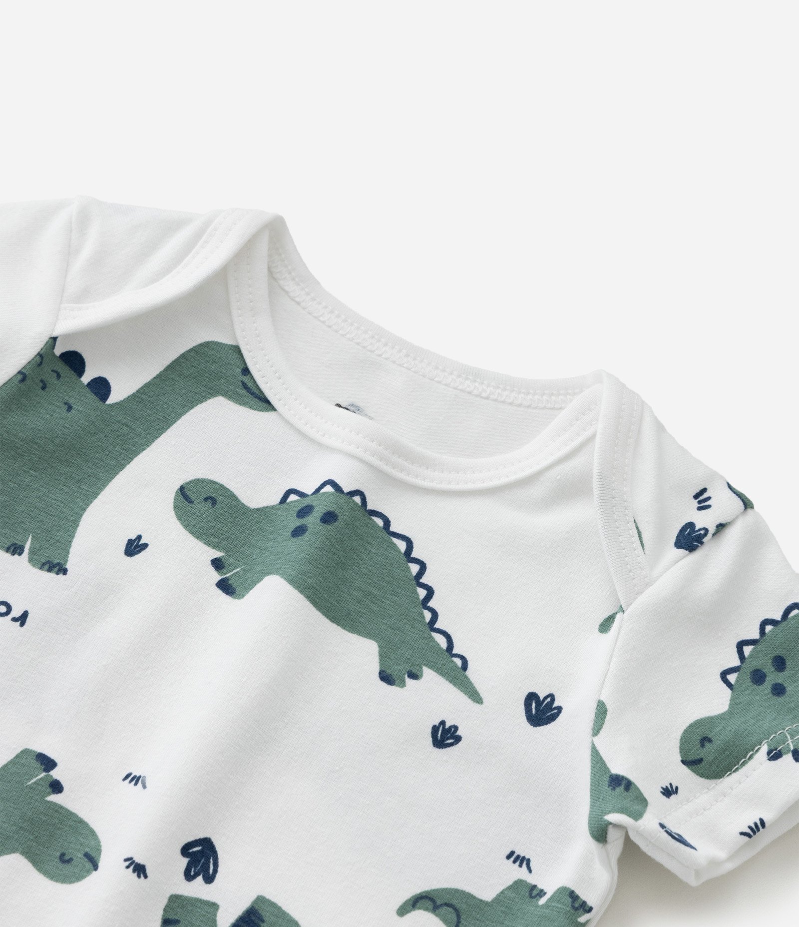 Body Infantil com Estampa Dinossauros - Tam 0 a 18 meses Branco 7