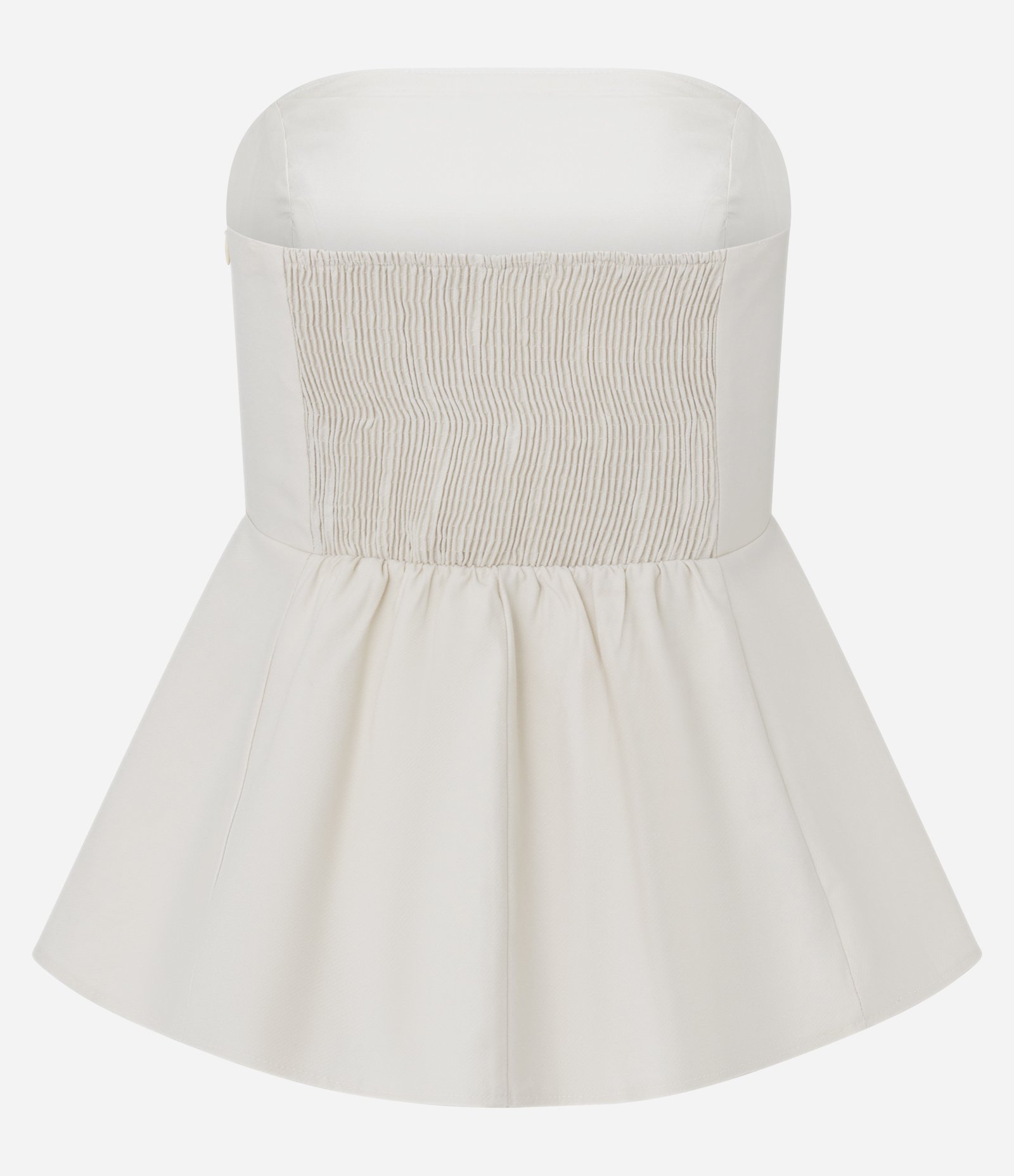 Blusa Peplum Sem Alça com Pences Bege 8