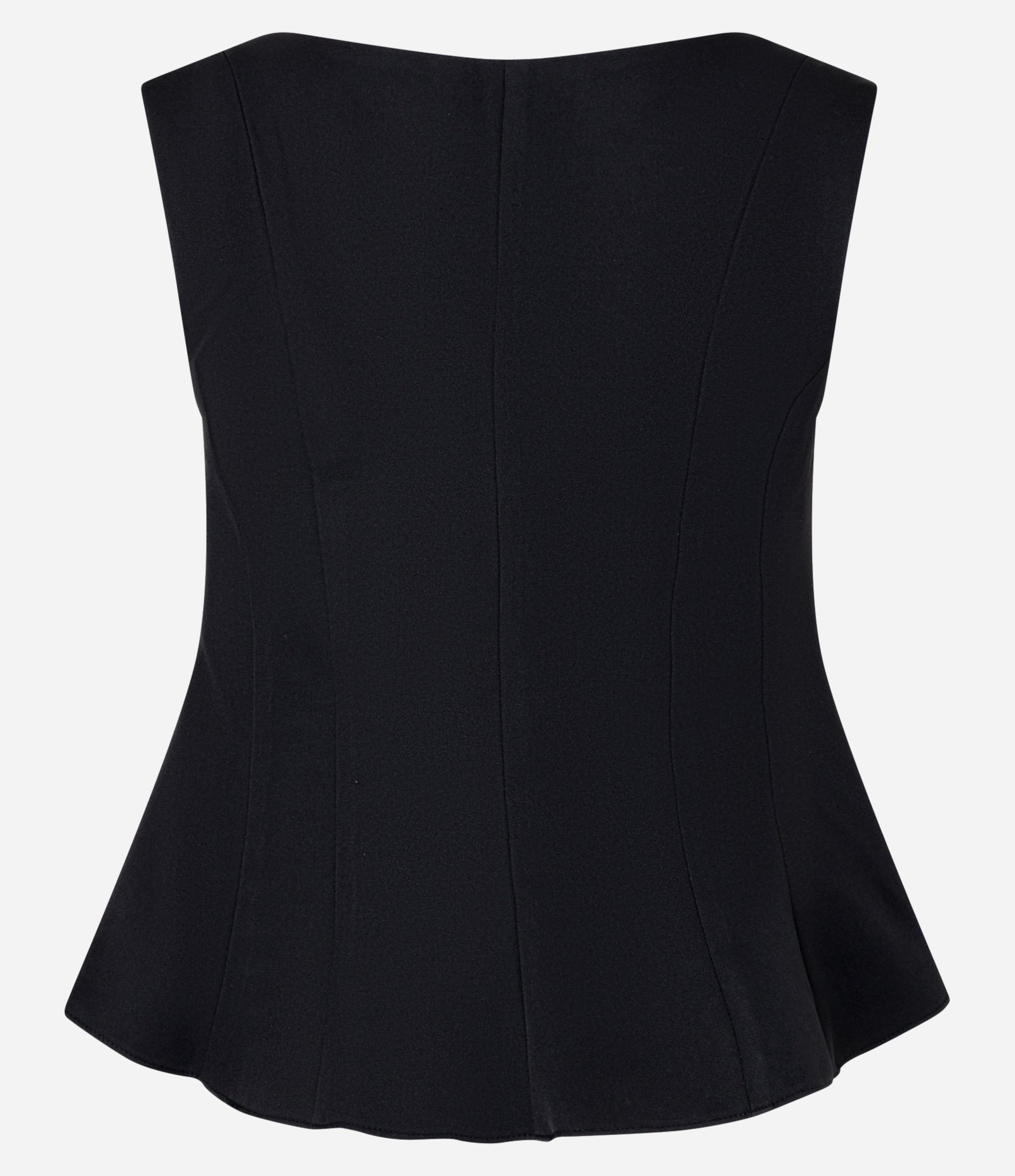 Blusa Peplum Alfaiatada em Crepe com Decote Quadrado Preto 2