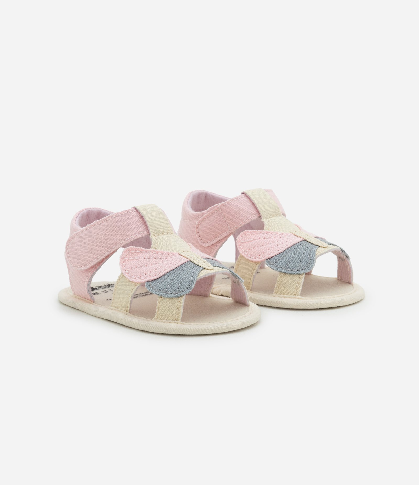 Sandália Infantil em Sarja com Borboleta - Tam 15 a 19 Rosa 1