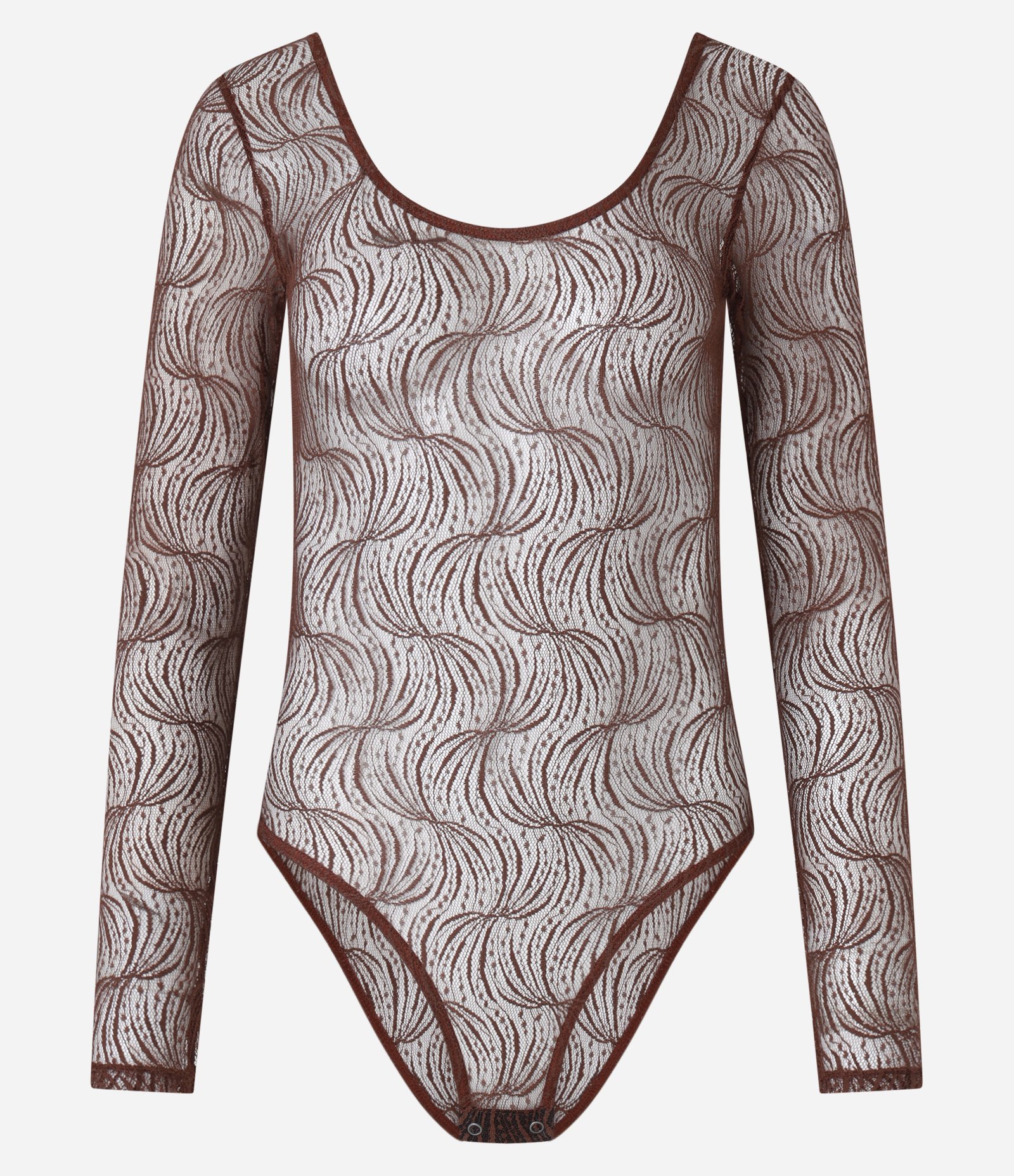 Body em Tule com Renda e Manga Longa Bordô 1