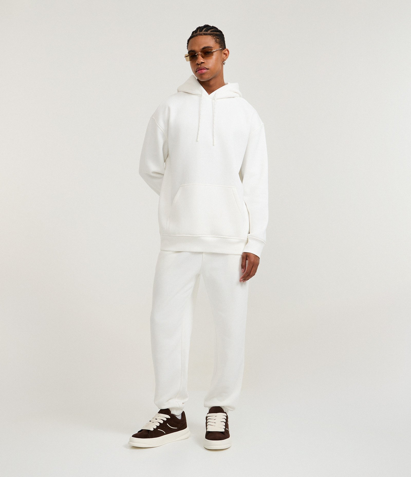 Casaco Relaxed Moletom com Felpa Liso Básico Branco 2