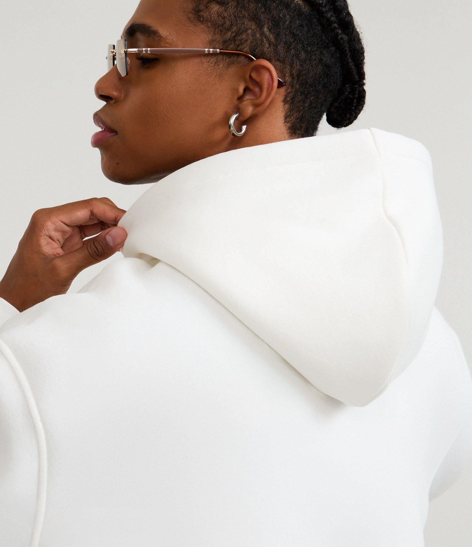 Casaco Relaxed Moletom com Felpa Liso Básico Branco 3