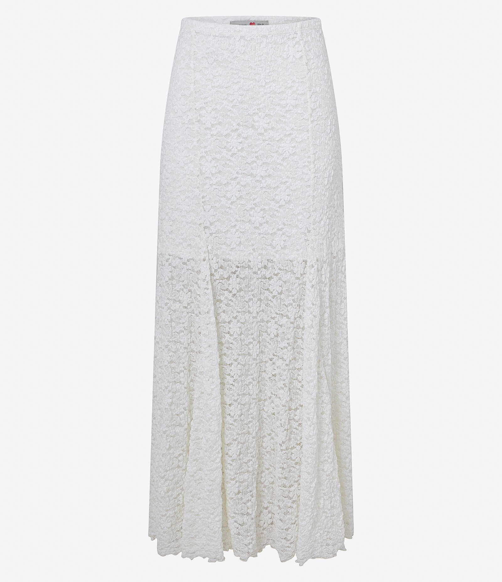 Saia Long Midi em Renda com Nesgas e Forro Curto Branco 7