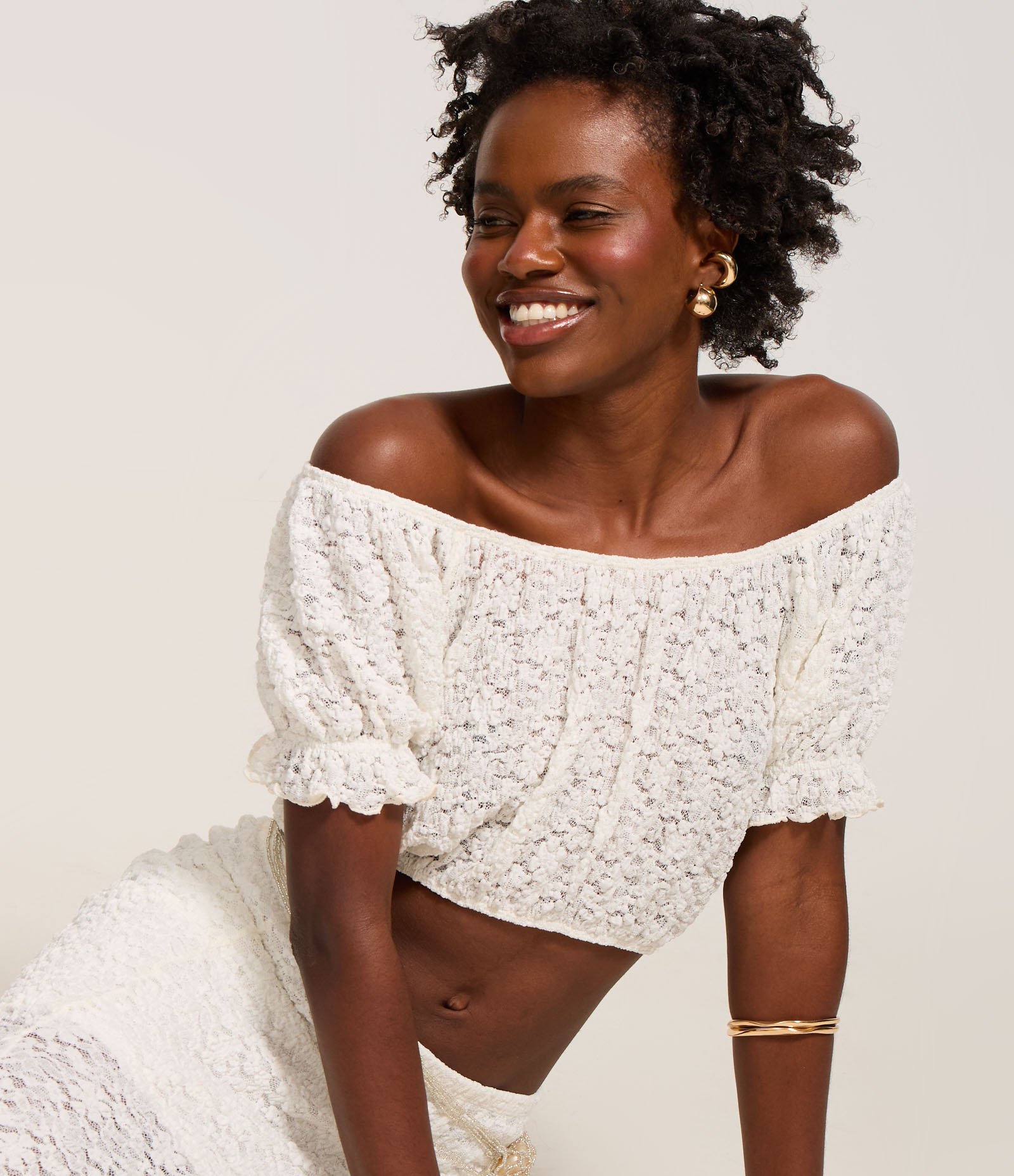 Saia Long Midi em Renda com Nesgas e Forro Curto Branco 1