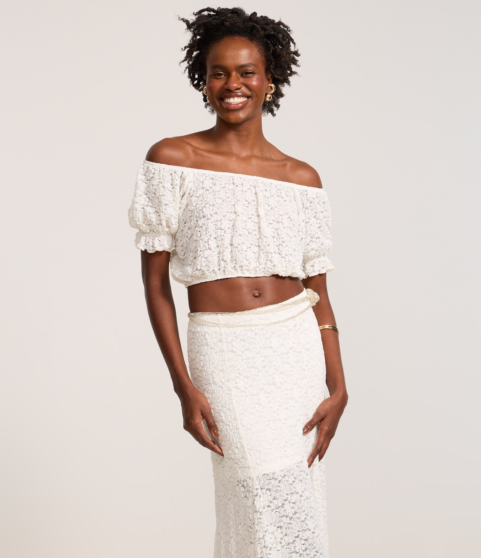 Saia Long Midi em Renda com Nesgas e Forro Curto Branco 3