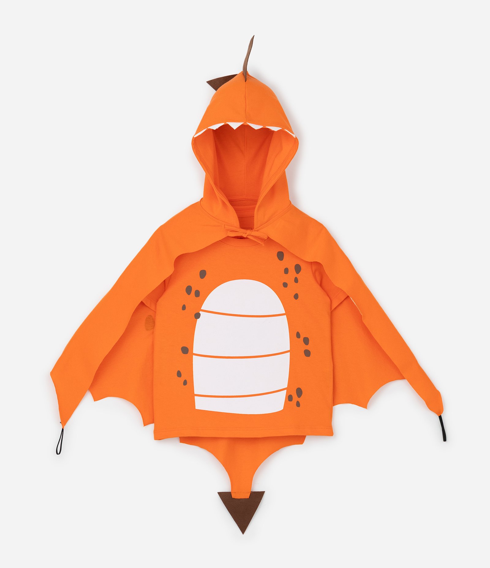 Camiseta Infantil com Estampa de Dragão e Capa - Tam 1 a 6 Anos Laranja 2