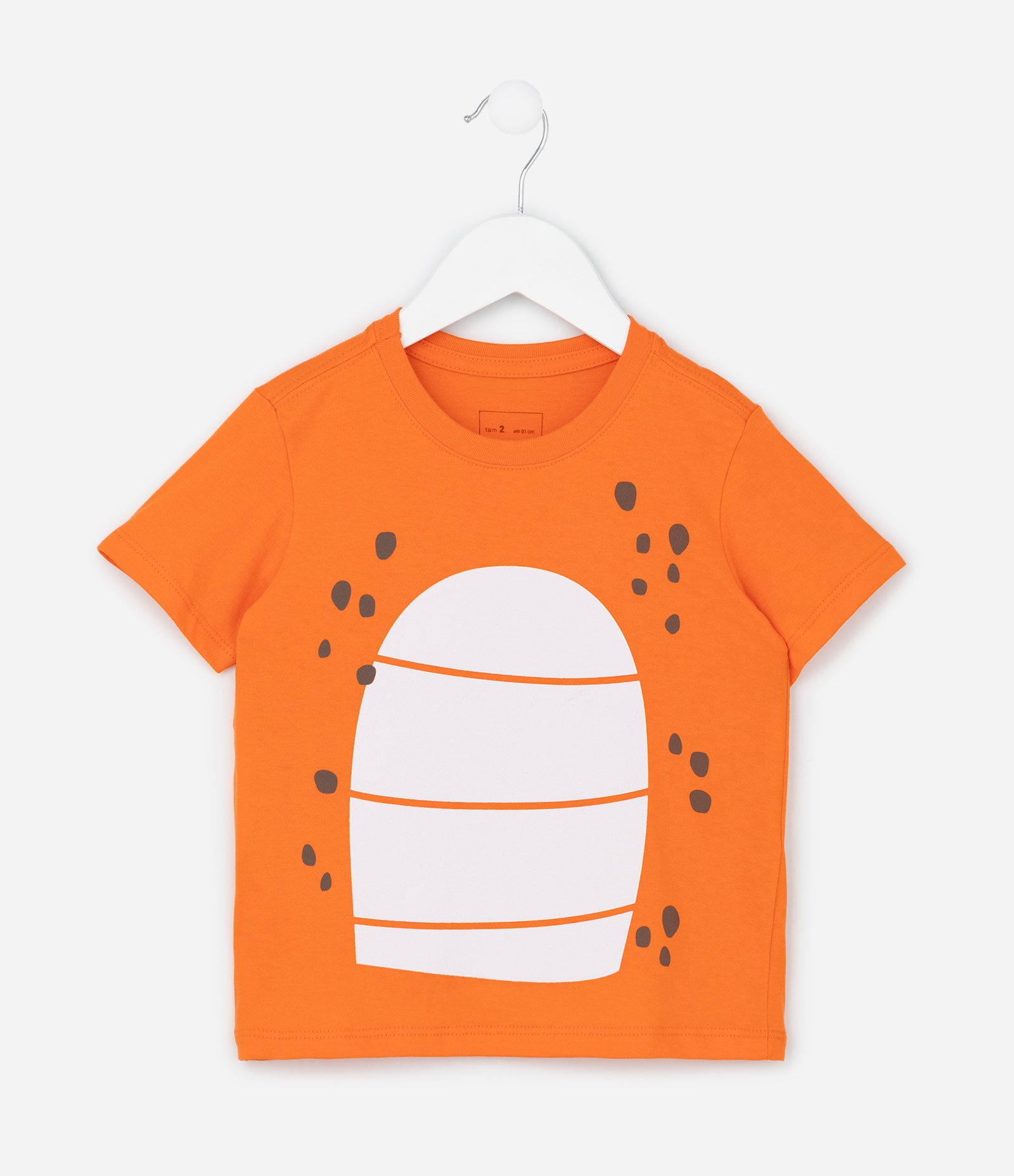 Camiseta Infantil com Estampa de Dragão e Capa - Tam 1 a 6 Anos Laranja 4