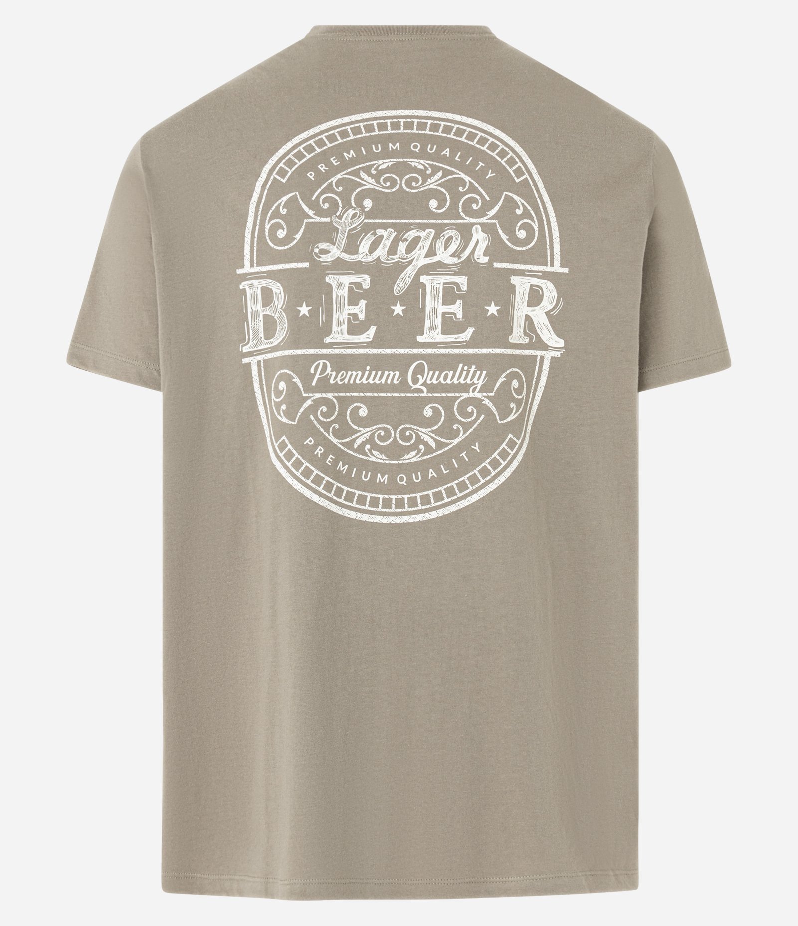 Camiseta Comfort em Algodão com Estampa Lettering Larger Beer Marrom 2