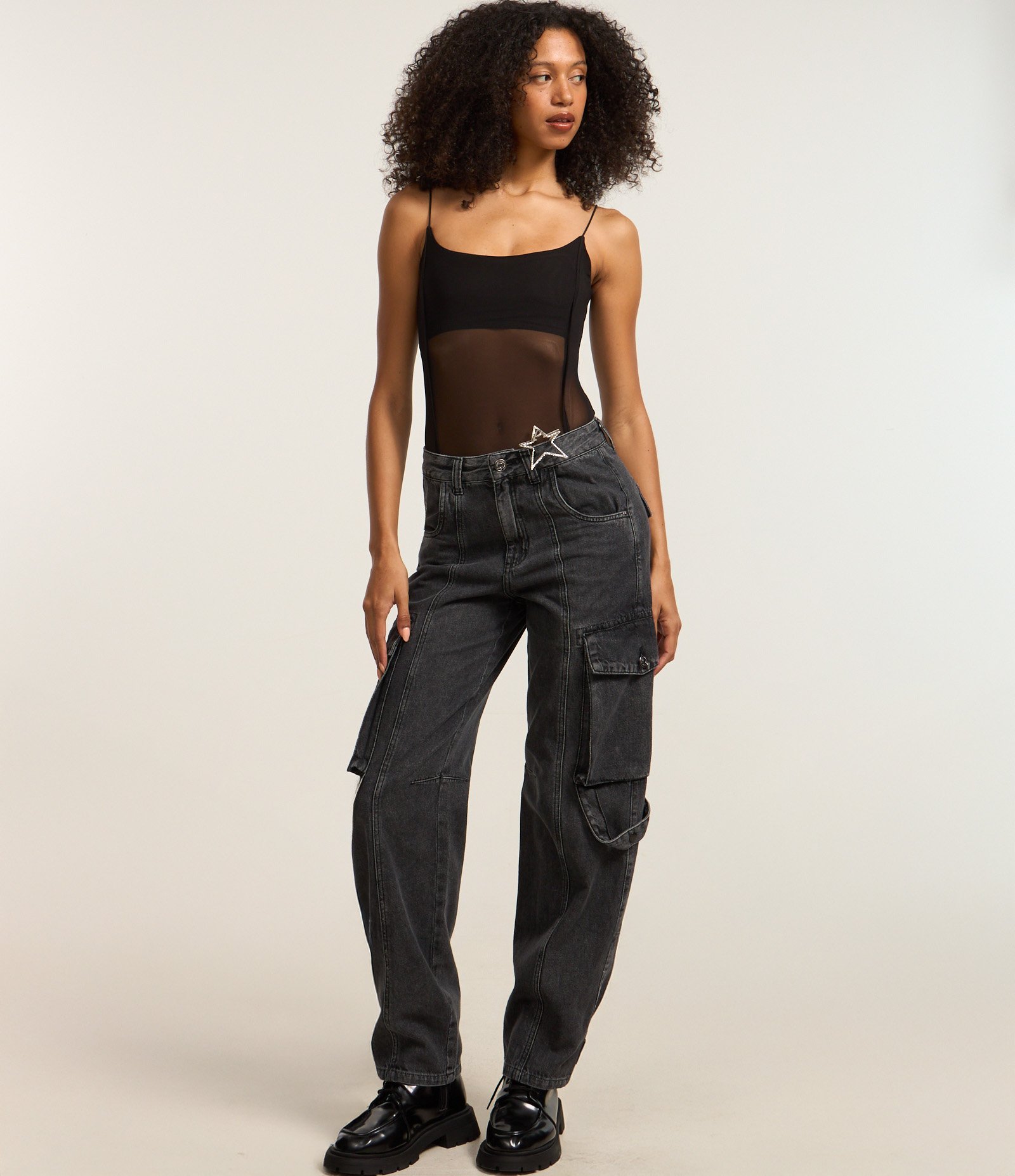 Body em Tule com Recorte e Transparência Preto 2