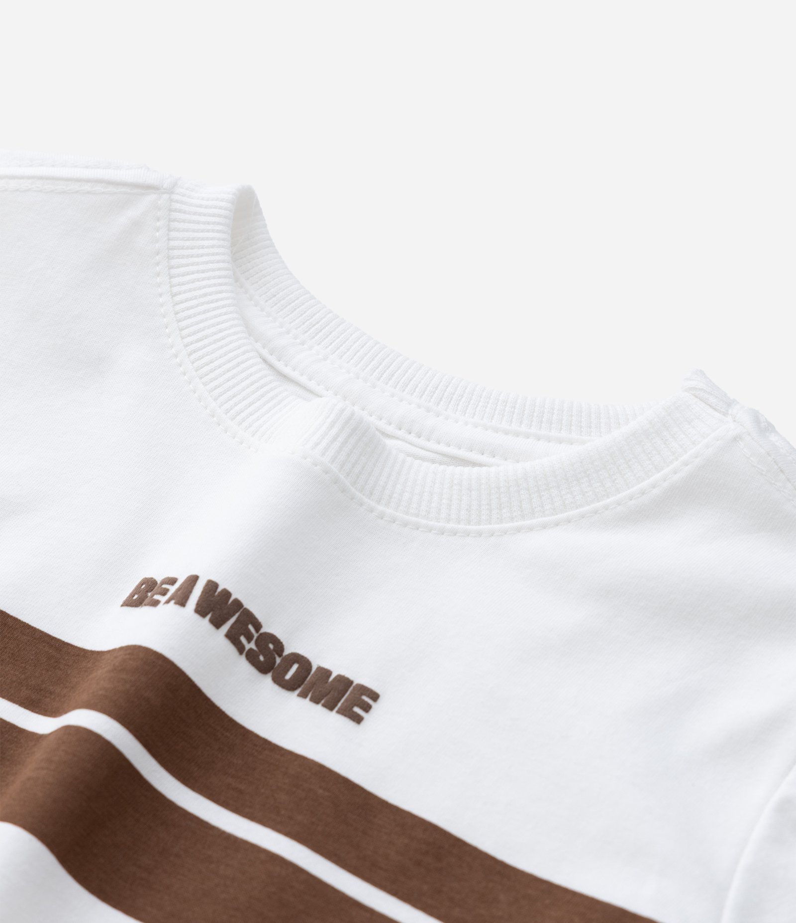 Conjunto Infantil com Recortes Contrastantes e Lettering - Tam 1 a 6 Anos Branco/Marrom 7