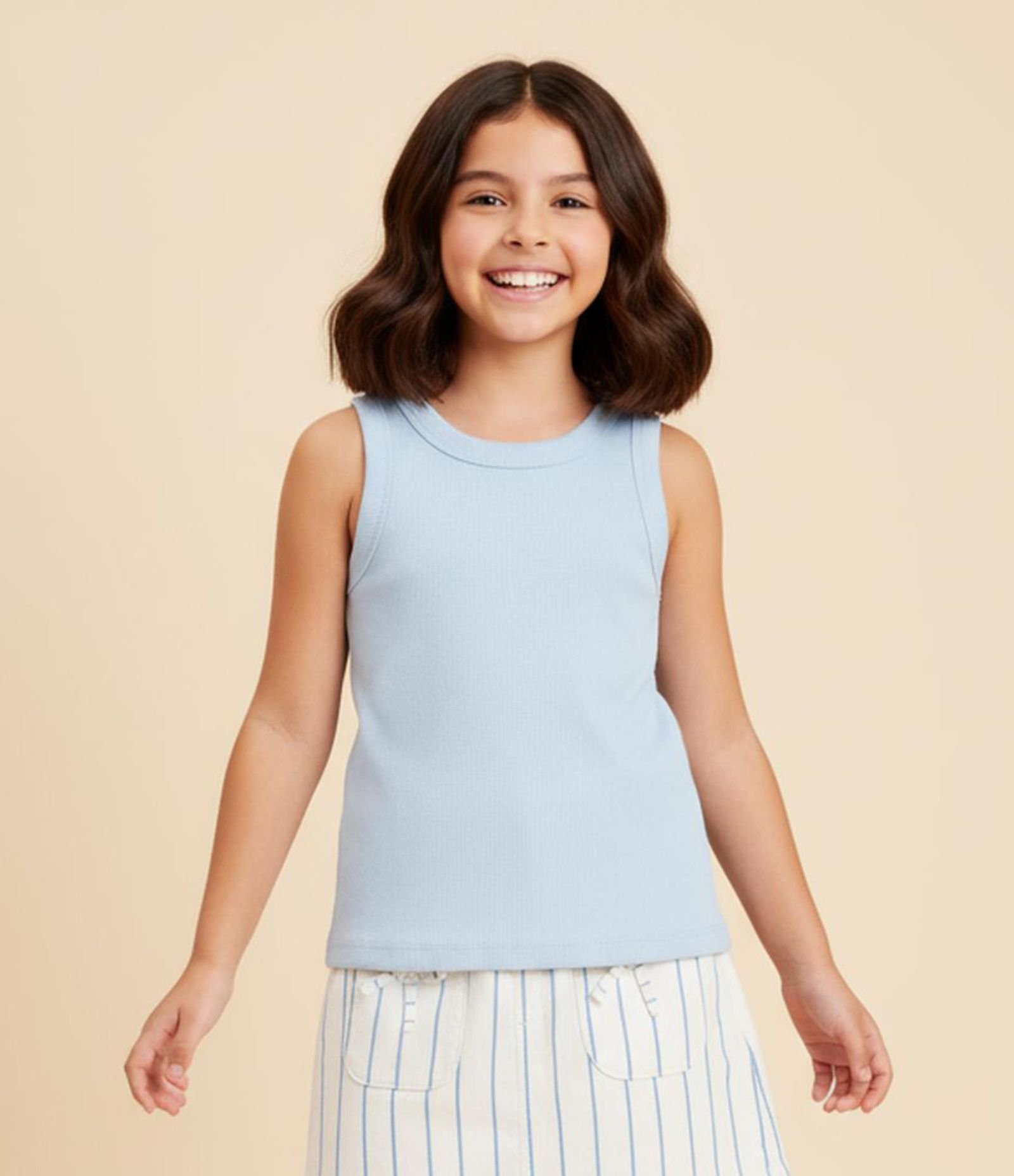Regata Cropped Infantil em Ribana - Tam 5 a 14 Anos Azul 1