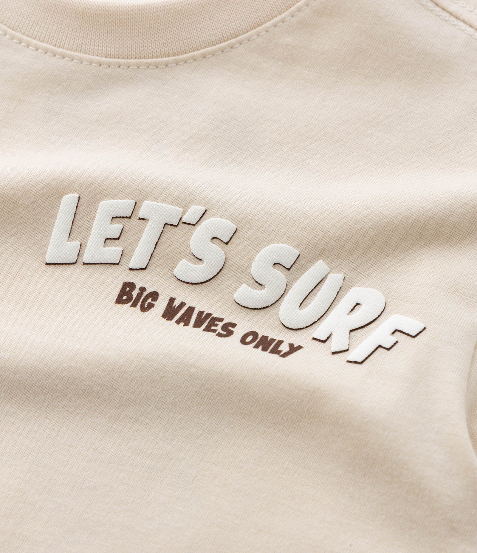 Camiseta Infantil Tigrinho com Prancha - Tam 1 a 6 Bege 5