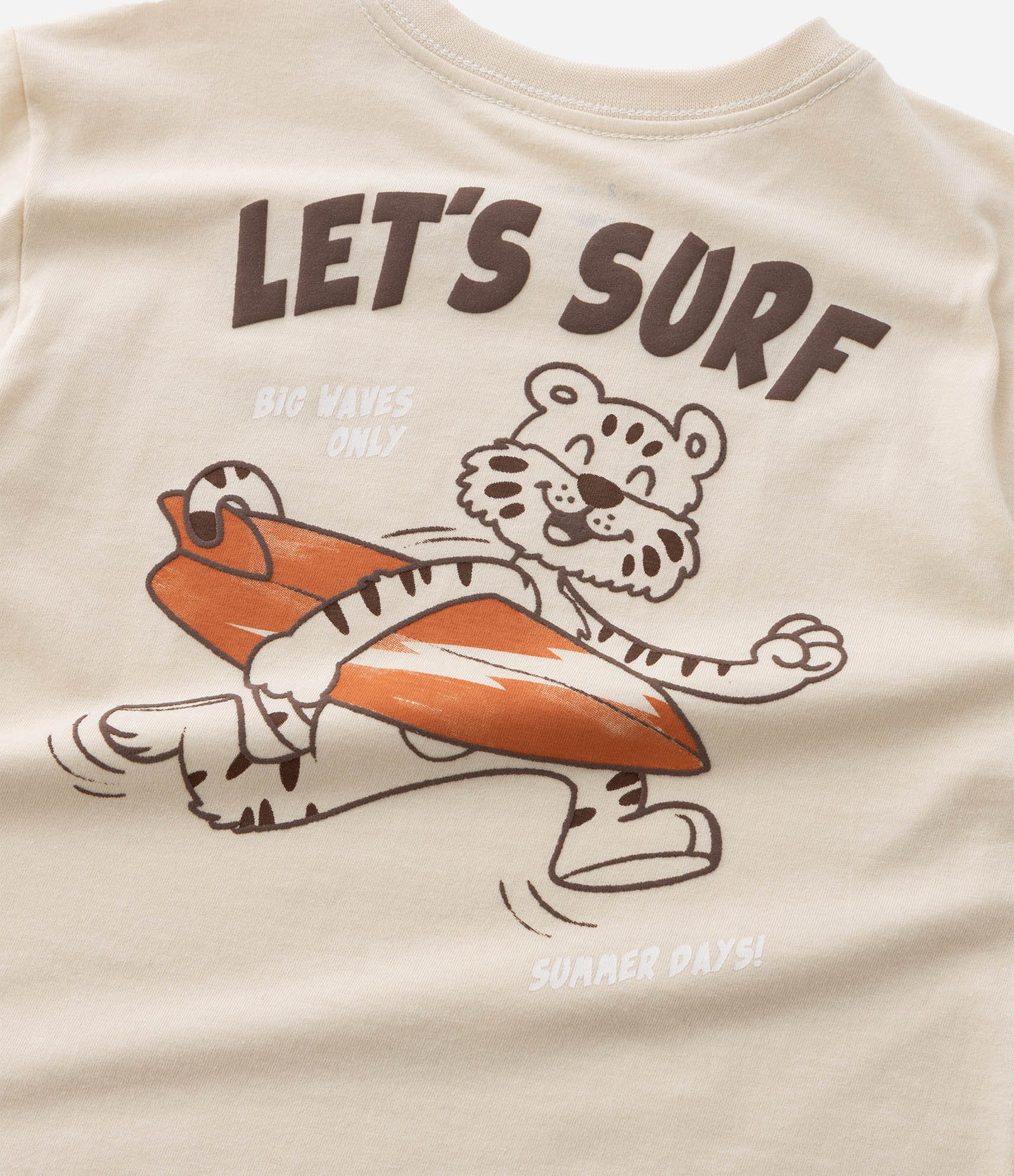 Camiseta Infantil Tigrinho com Prancha - Tam 1 a 6 Bege 6