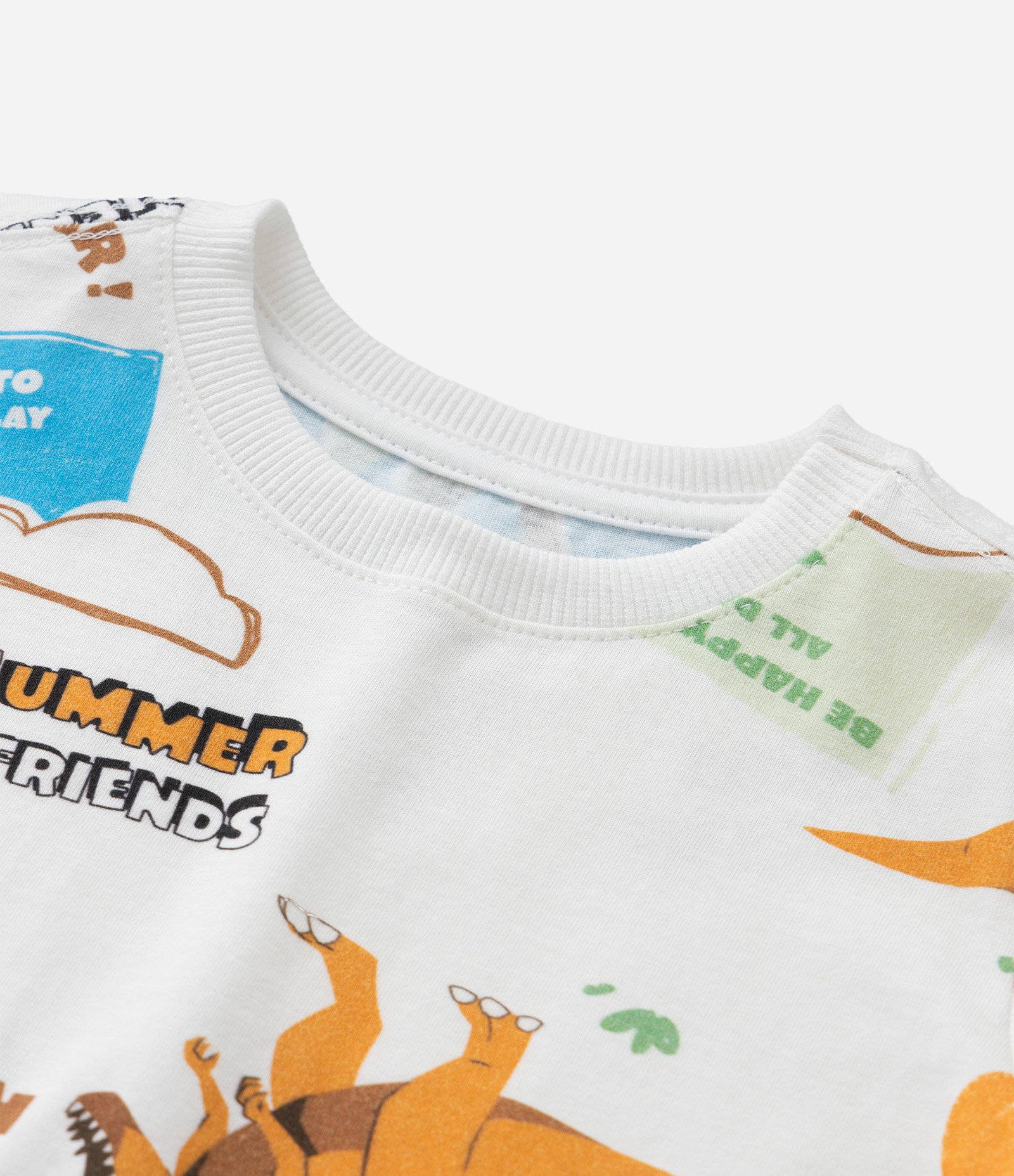 Camiseta Infantil com Estampa de Dinossauros - Tam 1 a 6 Anos Bege 5