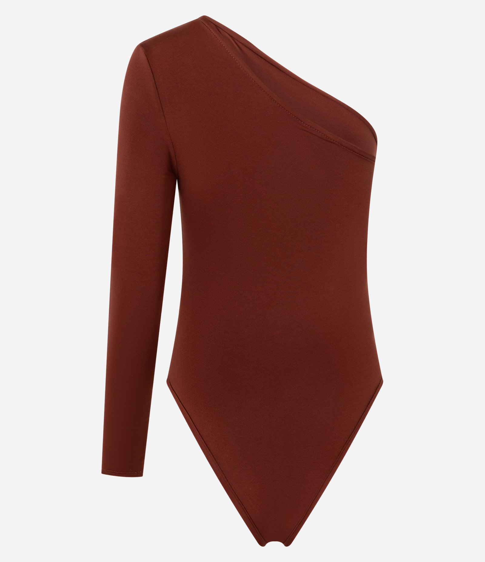 Body com Um Ombro Só e Drapeados Laterais Marrom 6