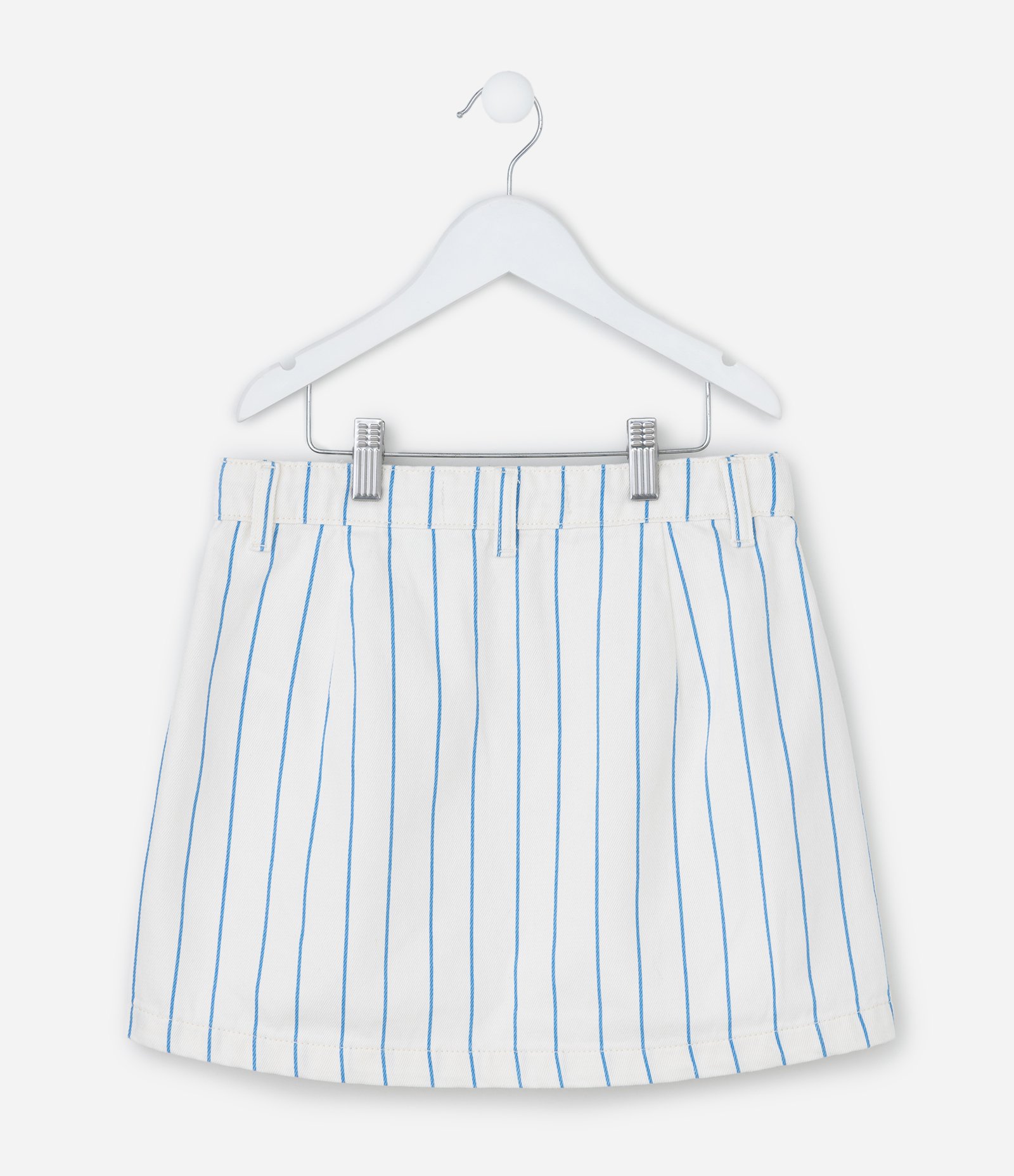 Saia Regular Infantil em Sarja com Estampa de Listras e Lacinho - Tam 5 a 14 Anos Branco 3