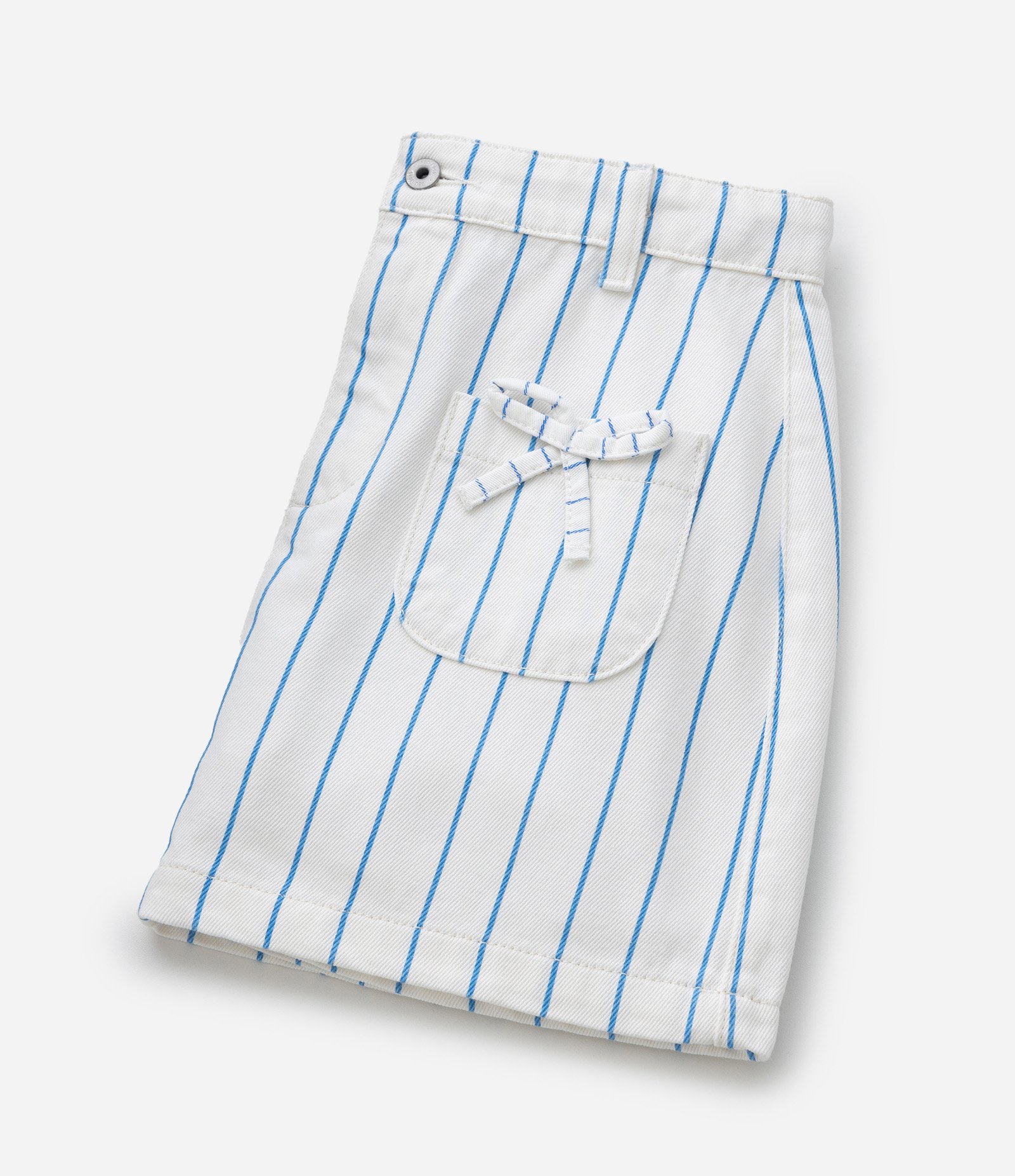 Saia Regular Infantil em Sarja com Estampa de Listras e Lacinho - Tam 5 a 14 Anos Branco 5