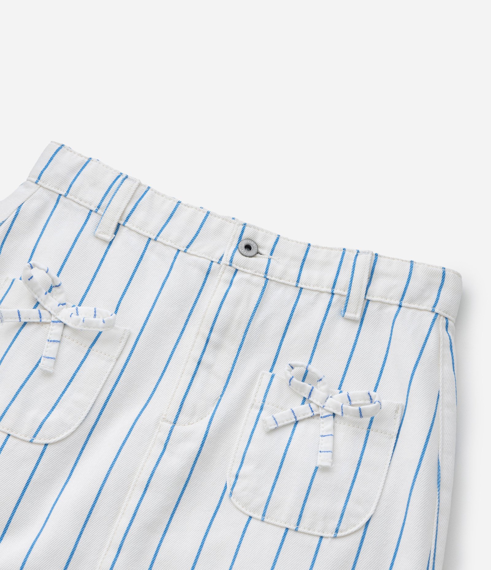 Saia Regular Infantil em Sarja com Estampa de Listras e Lacinho - Tam 5 a 14 Anos Branco 6