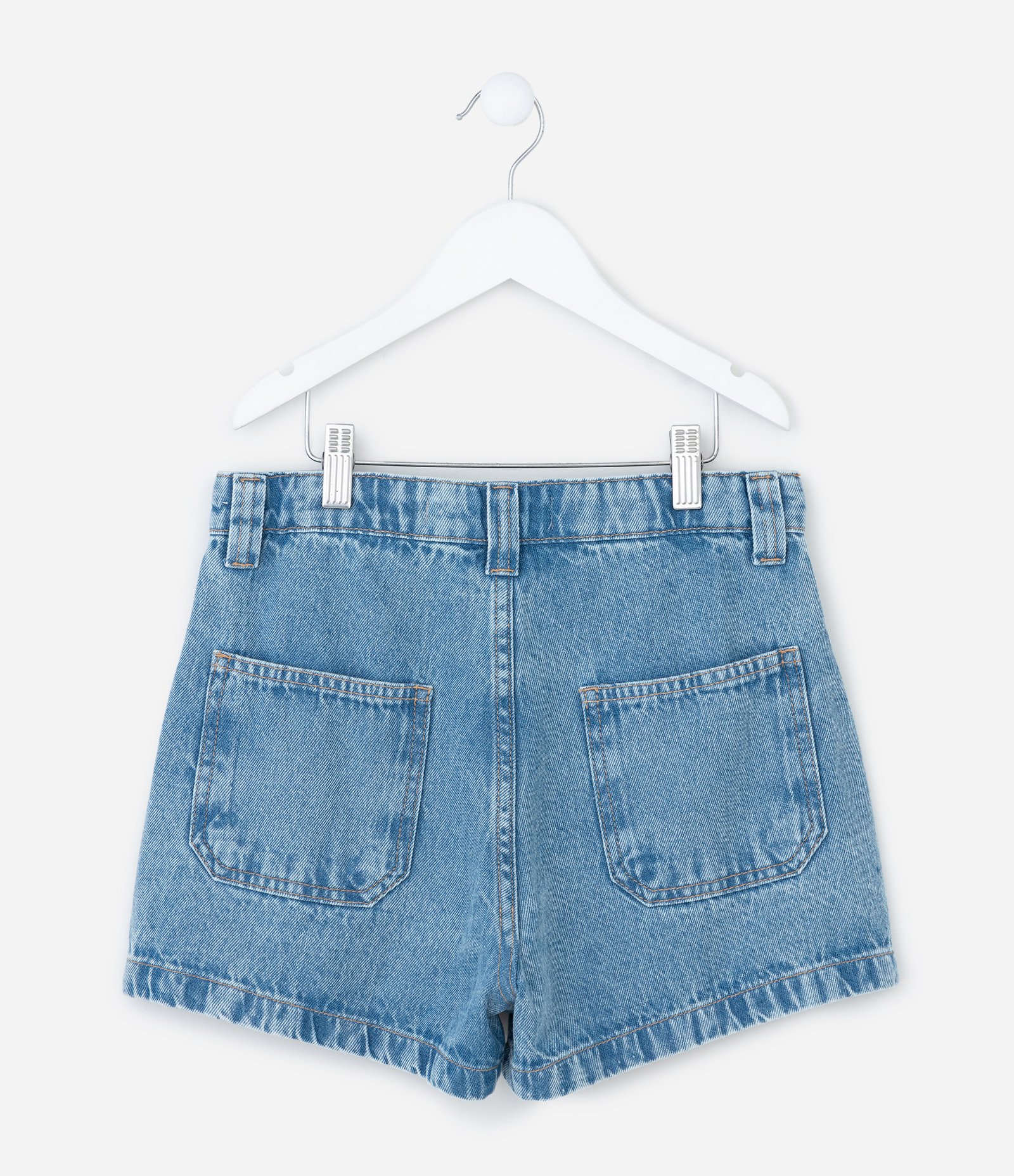 Short Mom Infantil em Jeans com Amarração em Faixa - Tam 5 a 14 Anos Azul 3