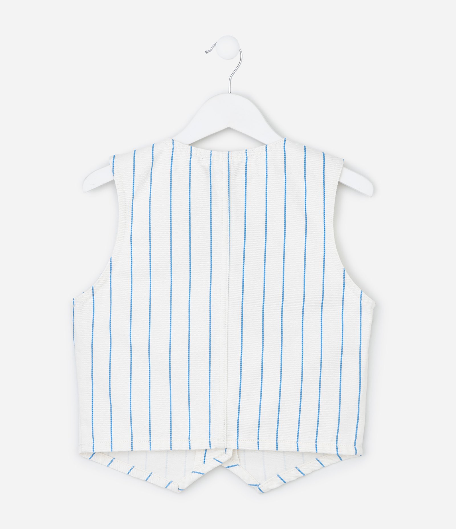 Colete Infantil em Sarja com Estampa Listrada - Tam 5 a 14 Anos Branco 3