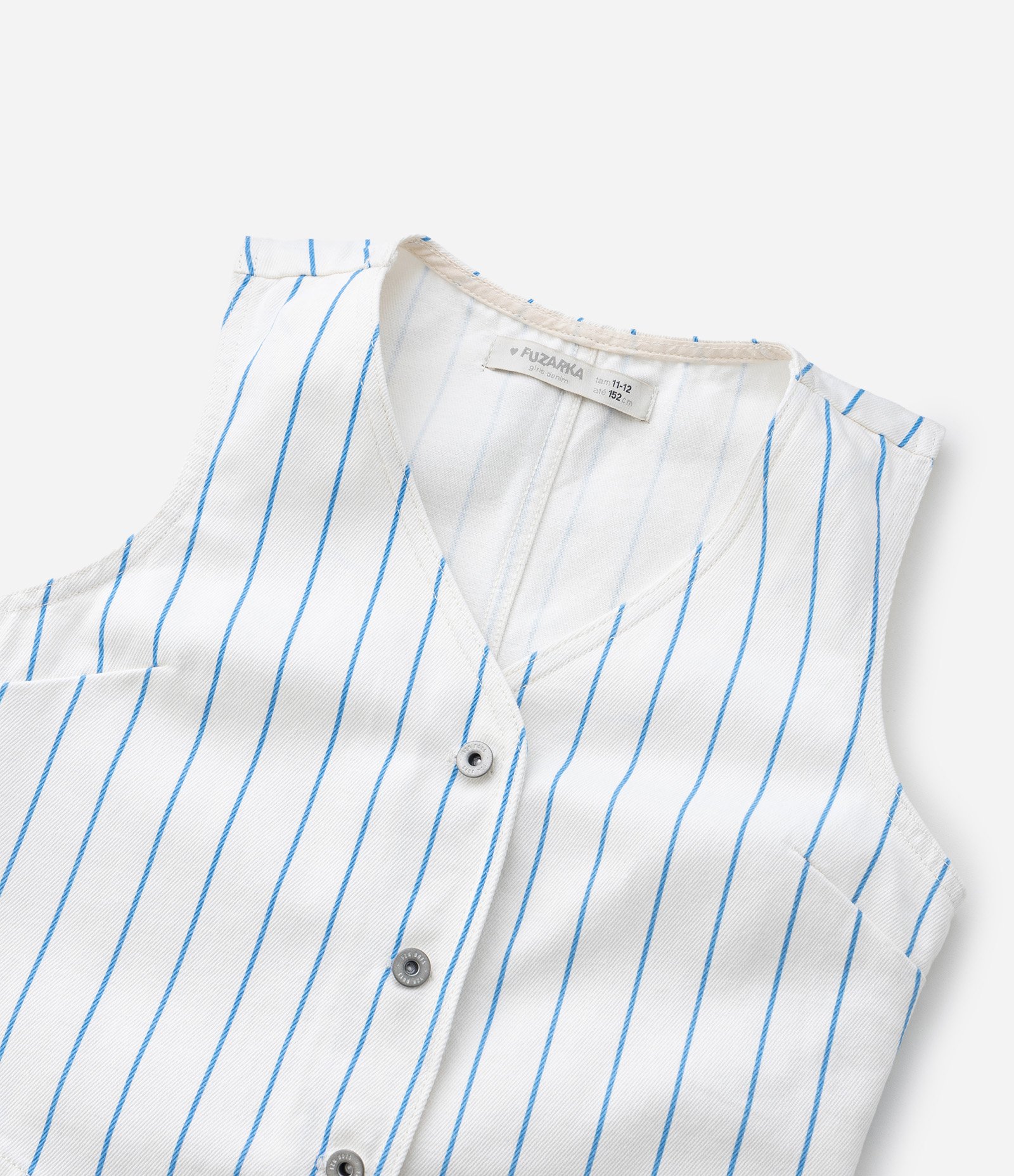 Colete Infantil em Sarja com Estampa Listrada - Tam 5 a 14 Anos Branco 6