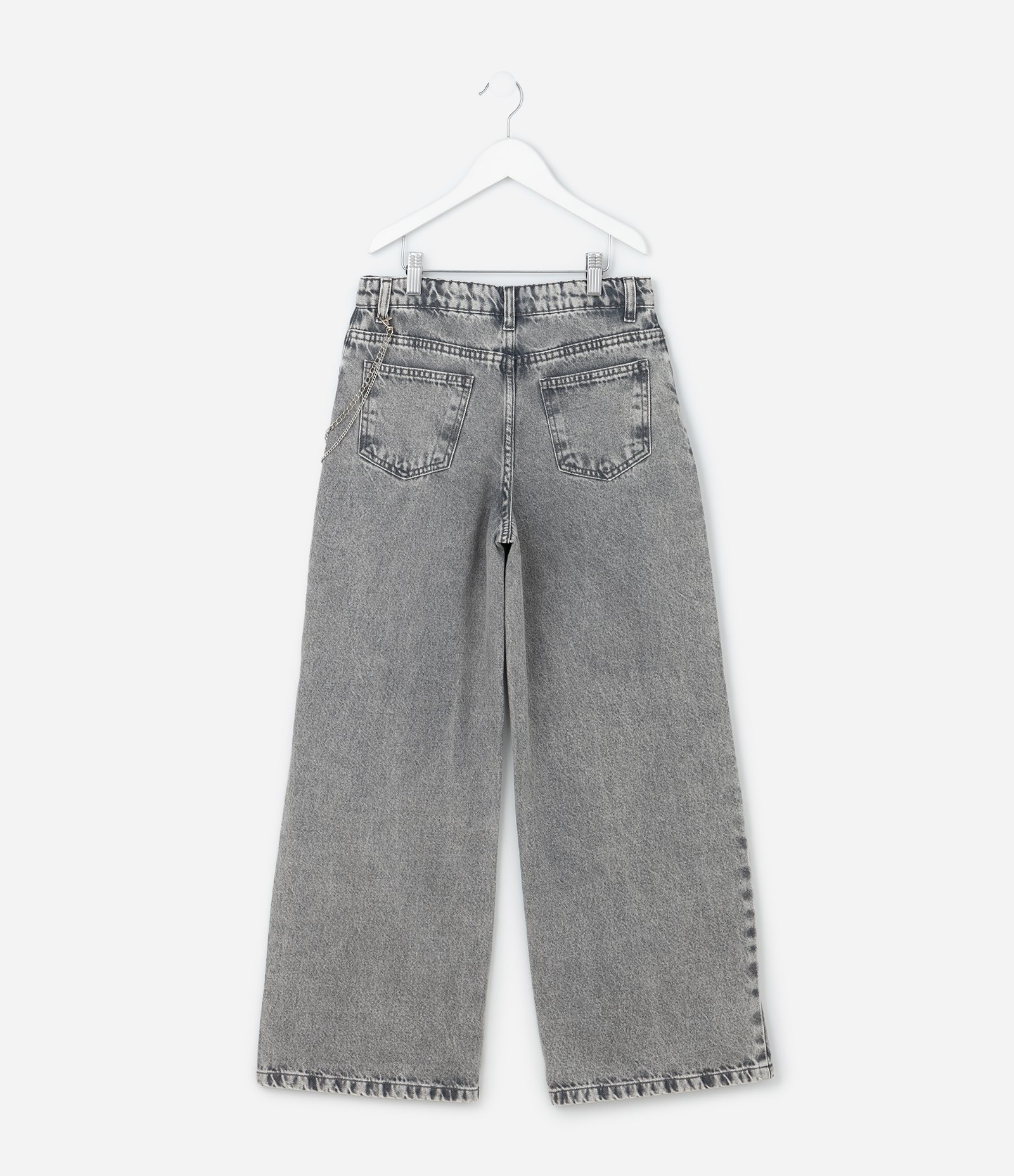 Calça Infantil Wide Leg em Jeans Estonada - Tam 5 a 14 Anos Cinza 3