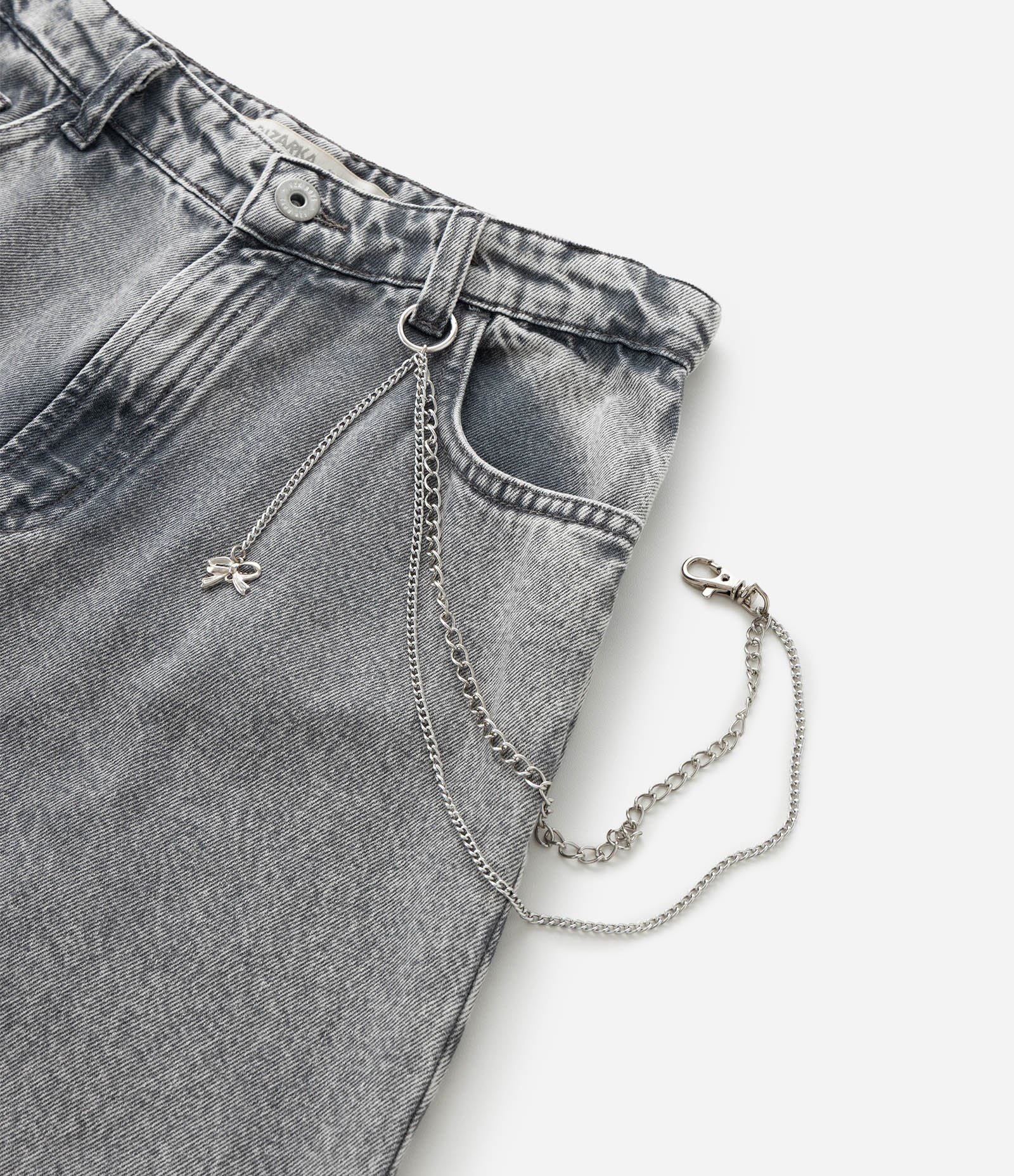 Calça Infantil Wide Leg em Jeans Estonada - Tam 5 a 14 Anos Cinza 7