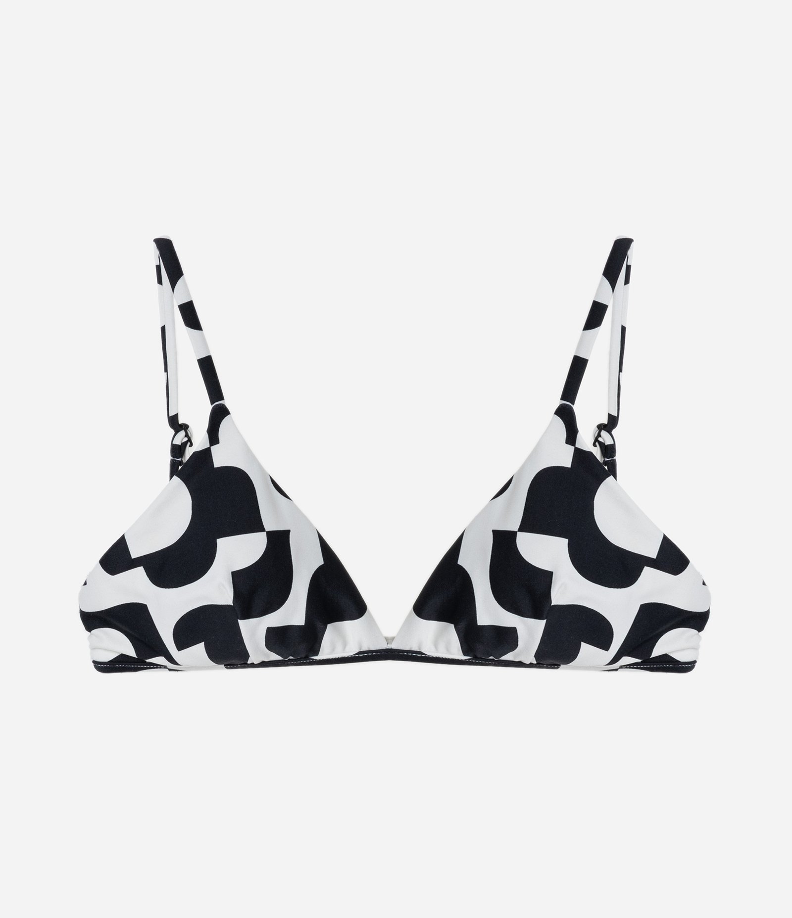 Biquíni Top Triangulo Fixo com Estampa Calçadão e Regulagem nas Costas Preto/Branco 4