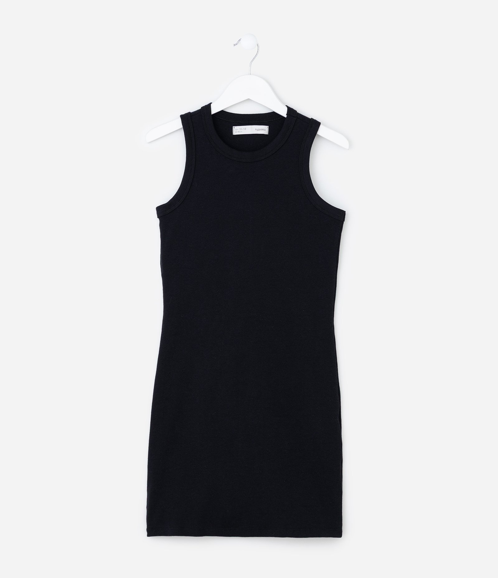 Vestido Regata Infantil com Cava Americana Canelado - Tam 5 a 14 Anos Preto 2