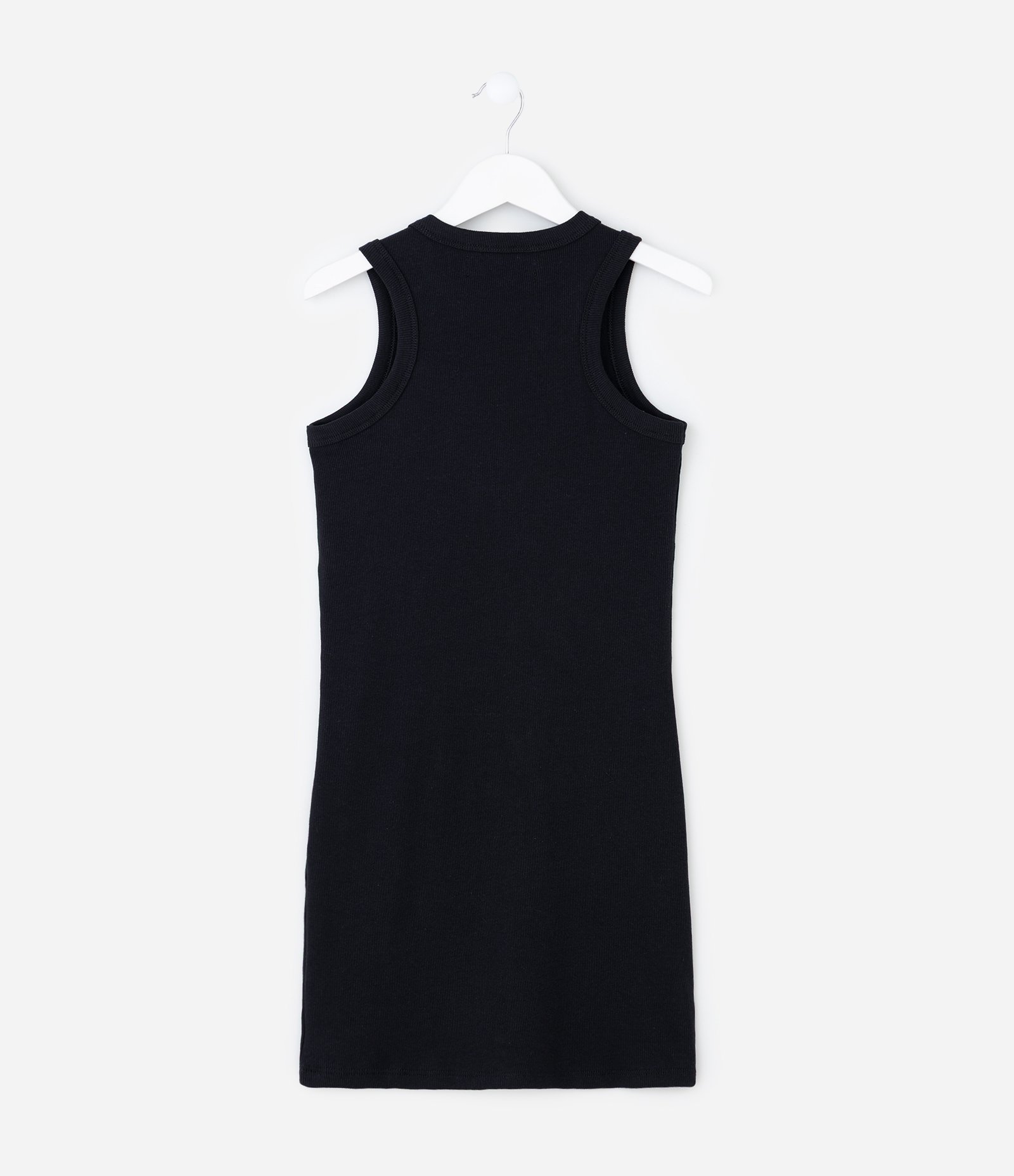 Vestido Regata Infantil com Cava Americana Canelado - Tam 5 a 14 Anos Preto 3