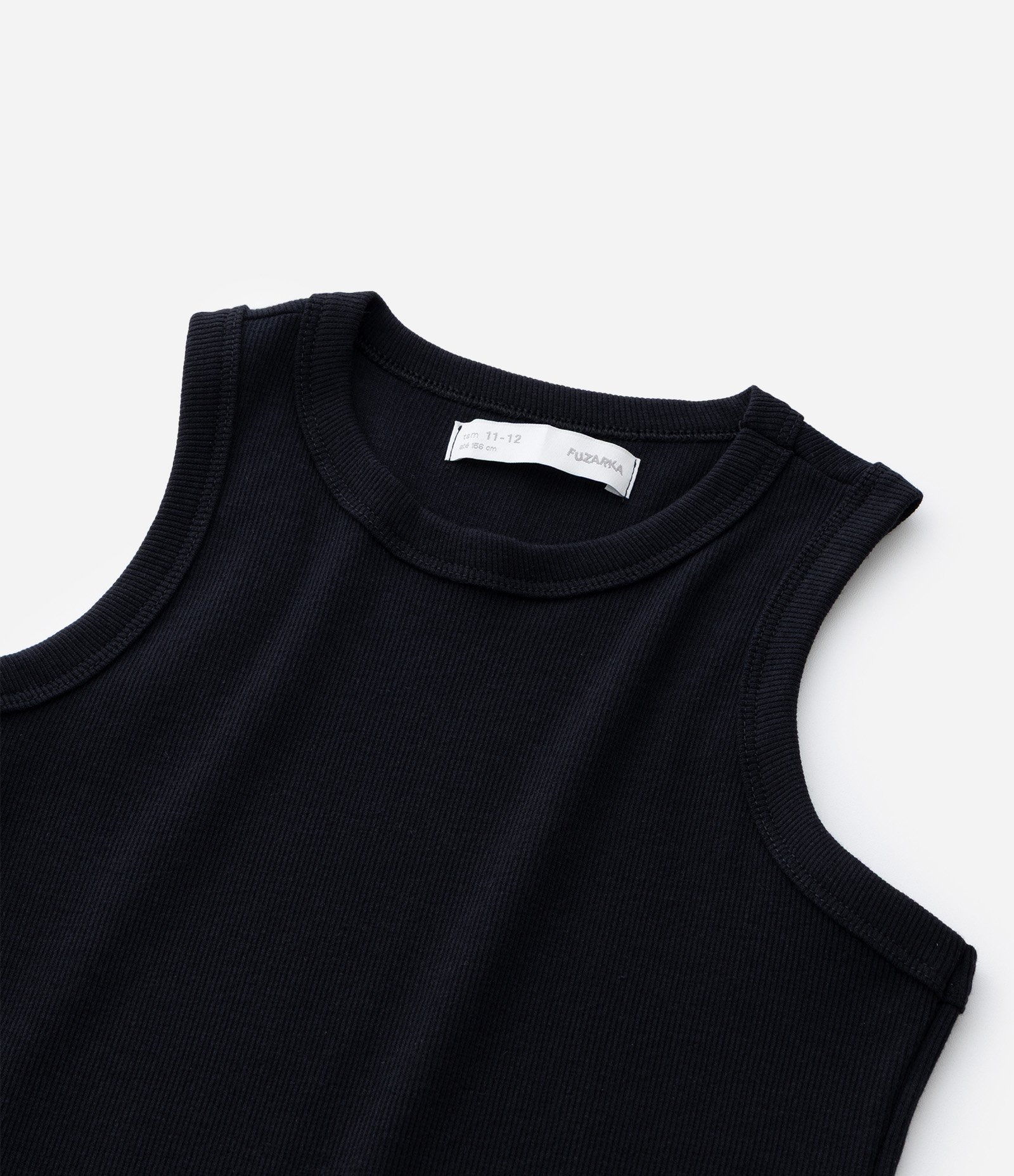 Vestido Regata Infantil com Cava Americana Canelado - Tam 5 a 14 Anos Preto 5