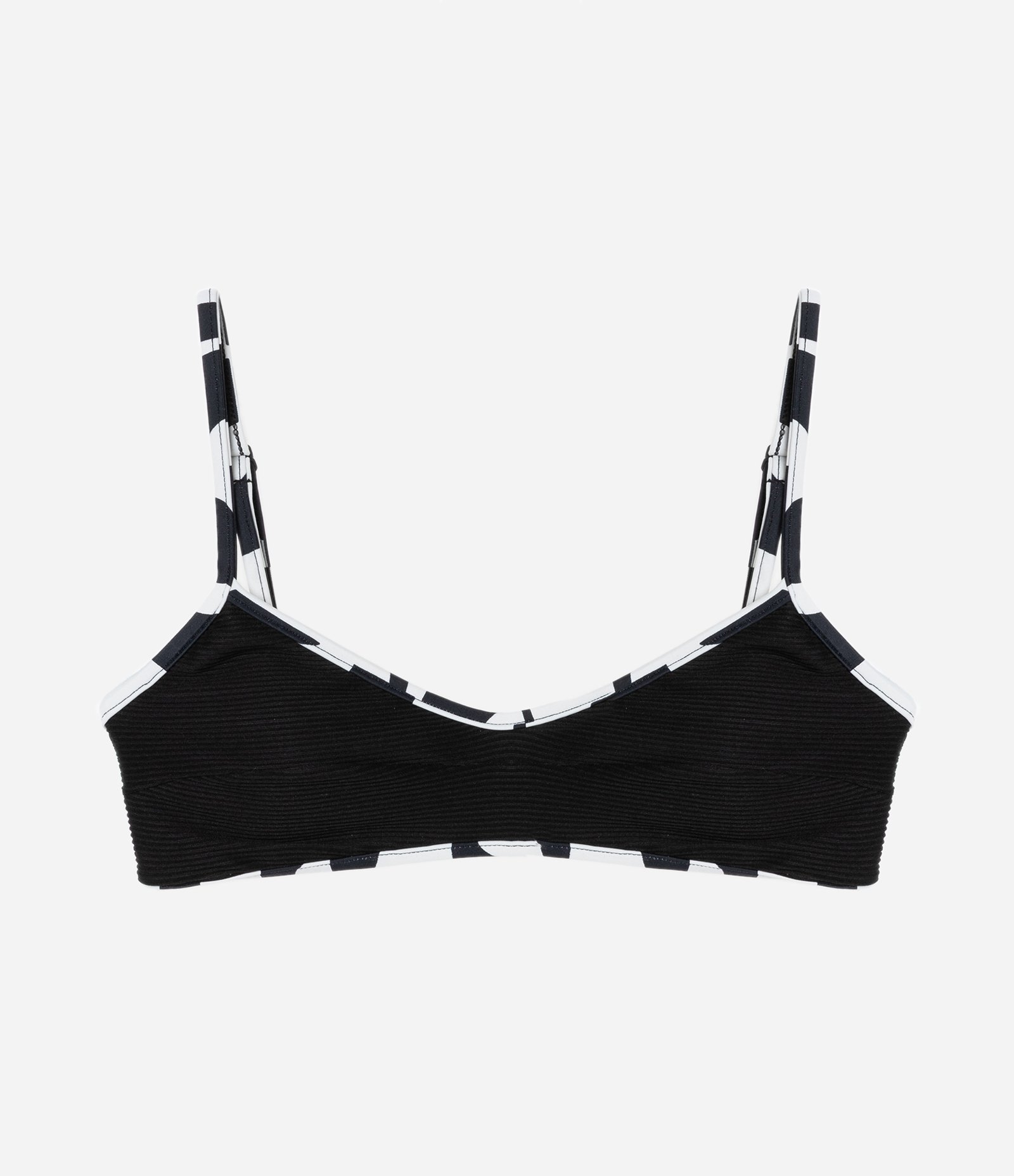 Biquíni Top Camisetinha Canelado com Viés Estampado Preto 5