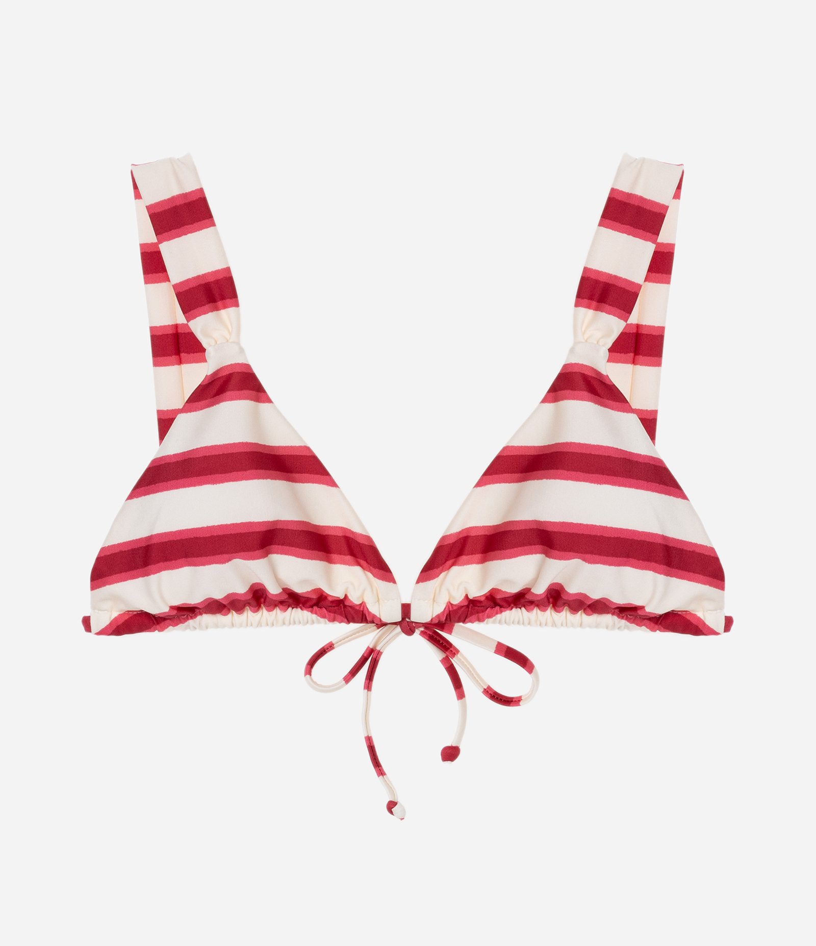 Biquíni Top Cortininha Alongada em Microfibra Listrada Vermelho 5
