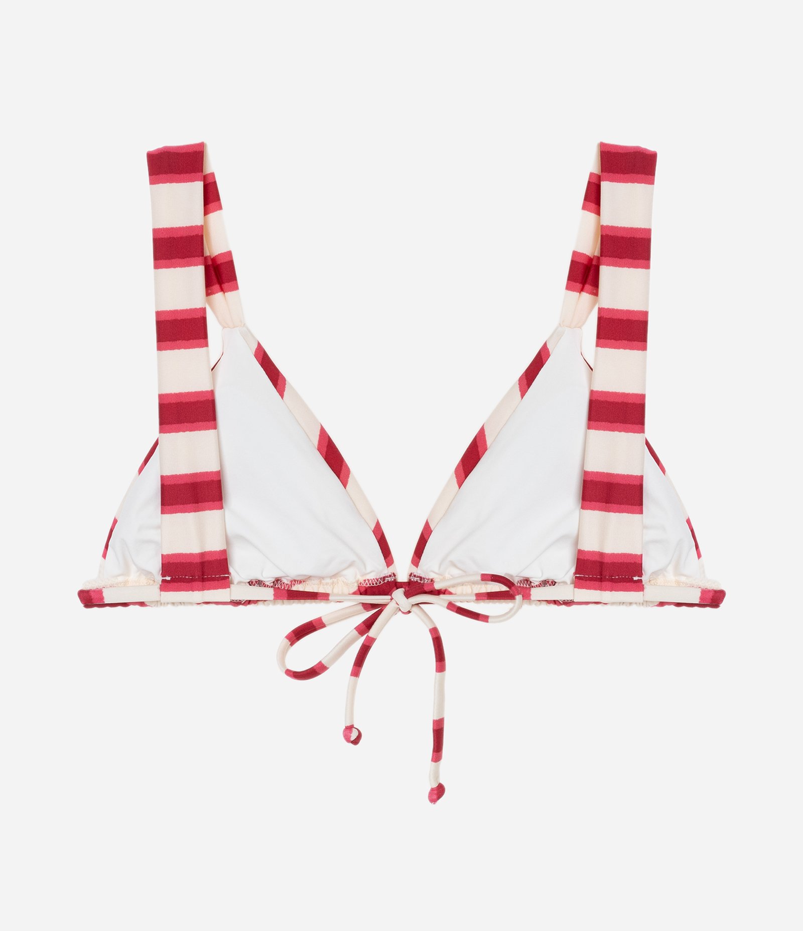 Biquíni Top Cortininha Alongada em Microfibra Listrada Vermelho 6