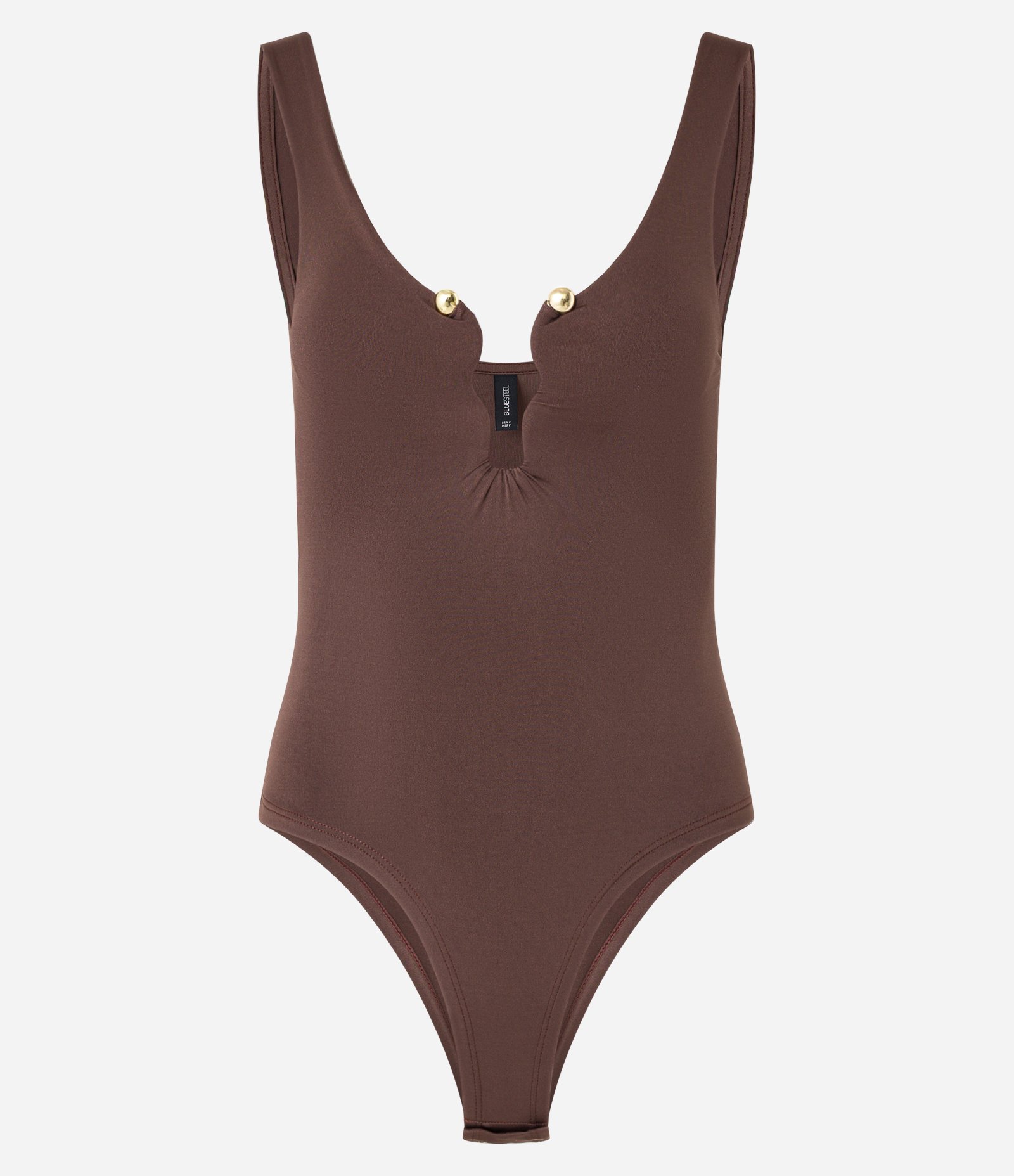 Body em Microfibra com Aviamento Forrado no Busto Marrom 5