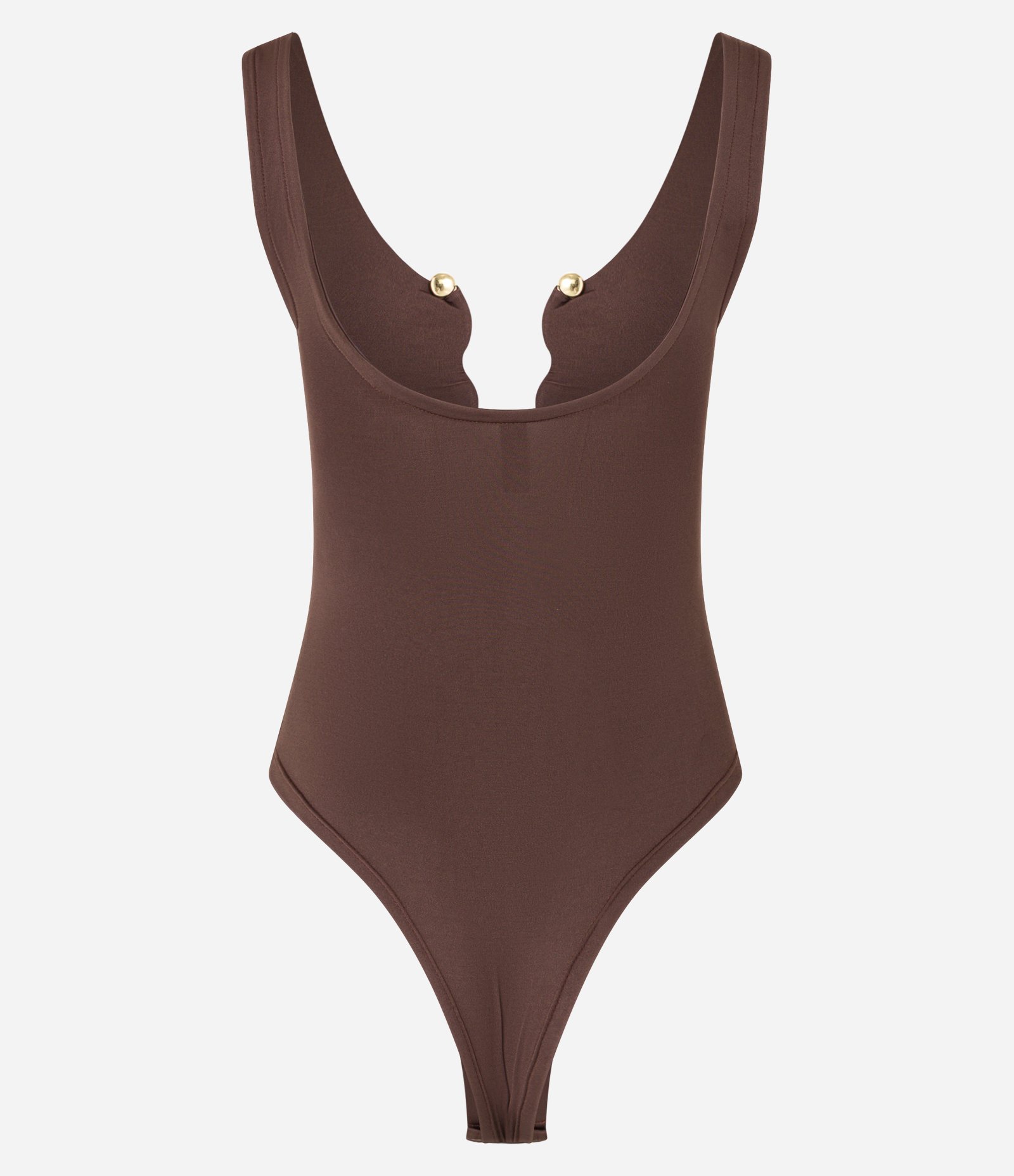 Body em Microfibra com Aviamento Forrado no Busto Marrom 6