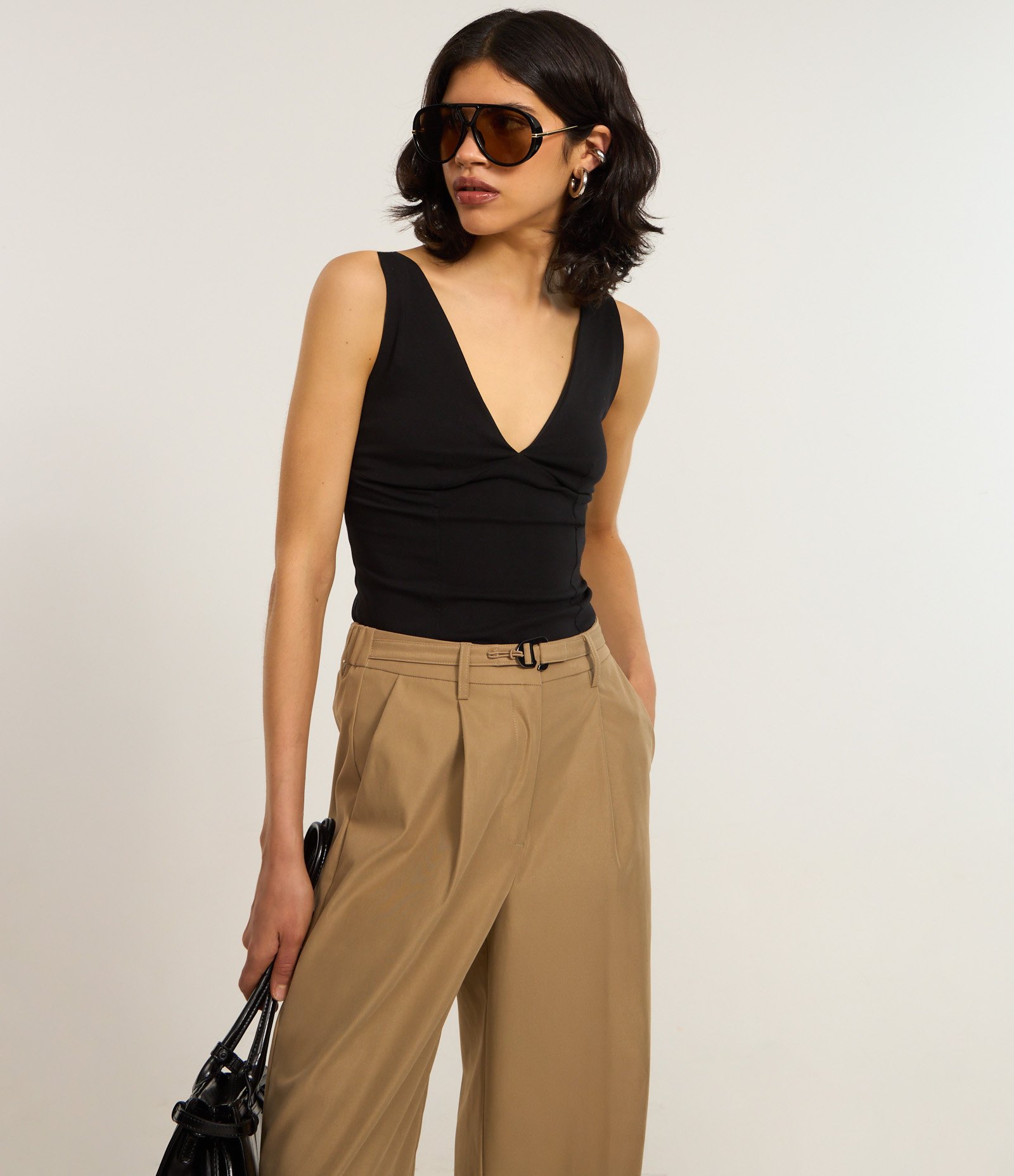 Top Frente Única em Bengaline Preto 2